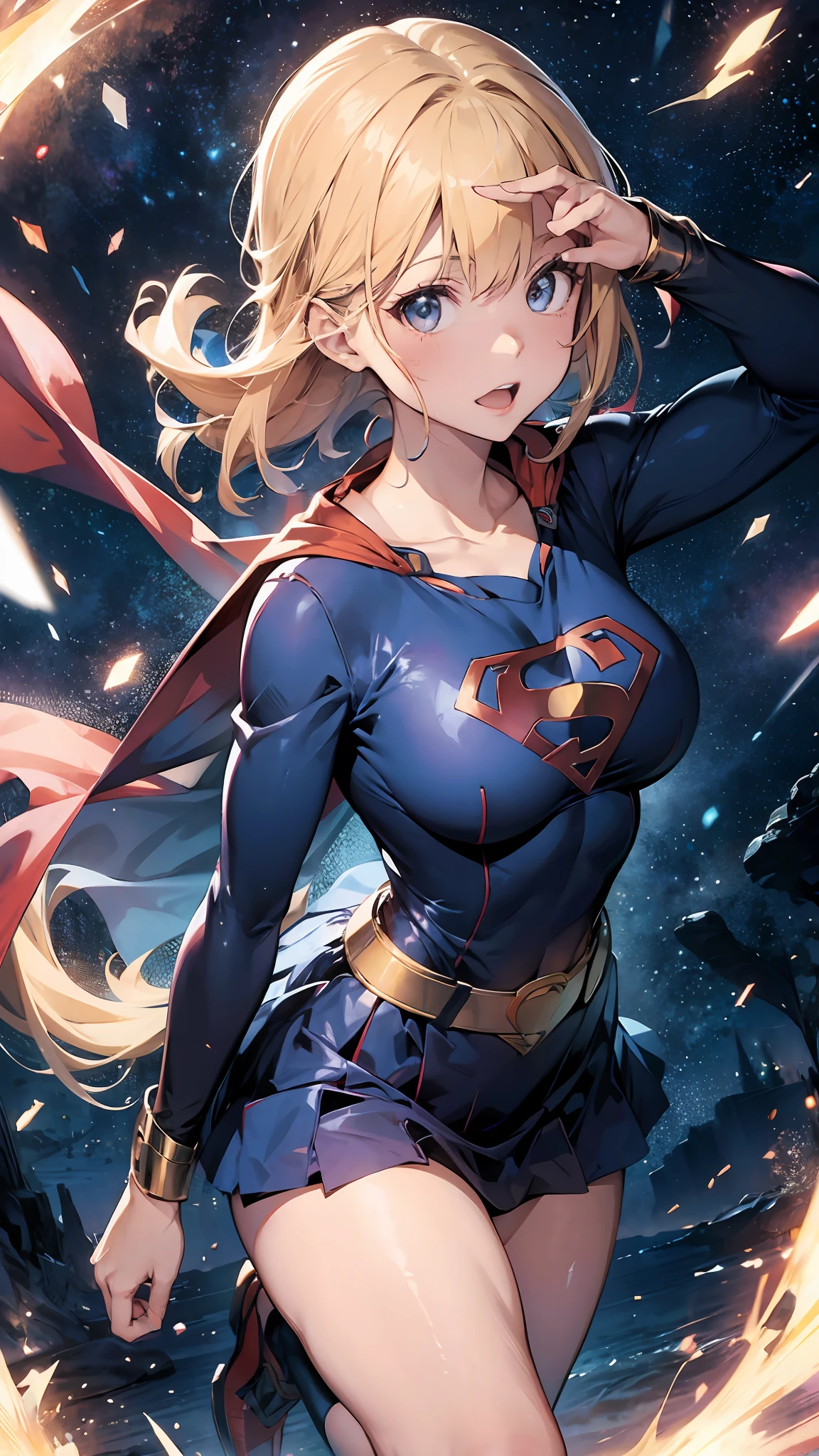 Woman body set big breasts, Supergirl costume dress