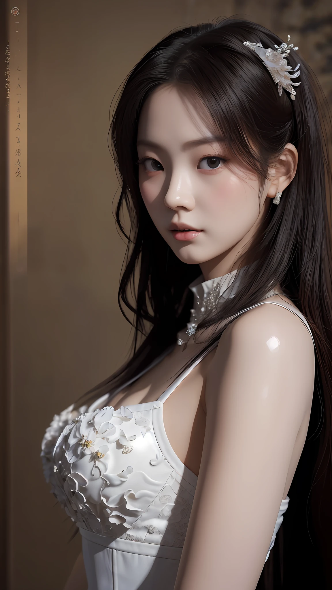 araffe asian woman in white dress posing for a picture, wlop glossy skin, pale milky white porcelain skin, artwork in the style of guweiz, guweiz, trending on cgstation, inspired by Ai Xuan, yanjun chengt, realistic. cheng yi, inspired by Yanjun Cheng, smooth translucent white skin, gorgeous chinese model