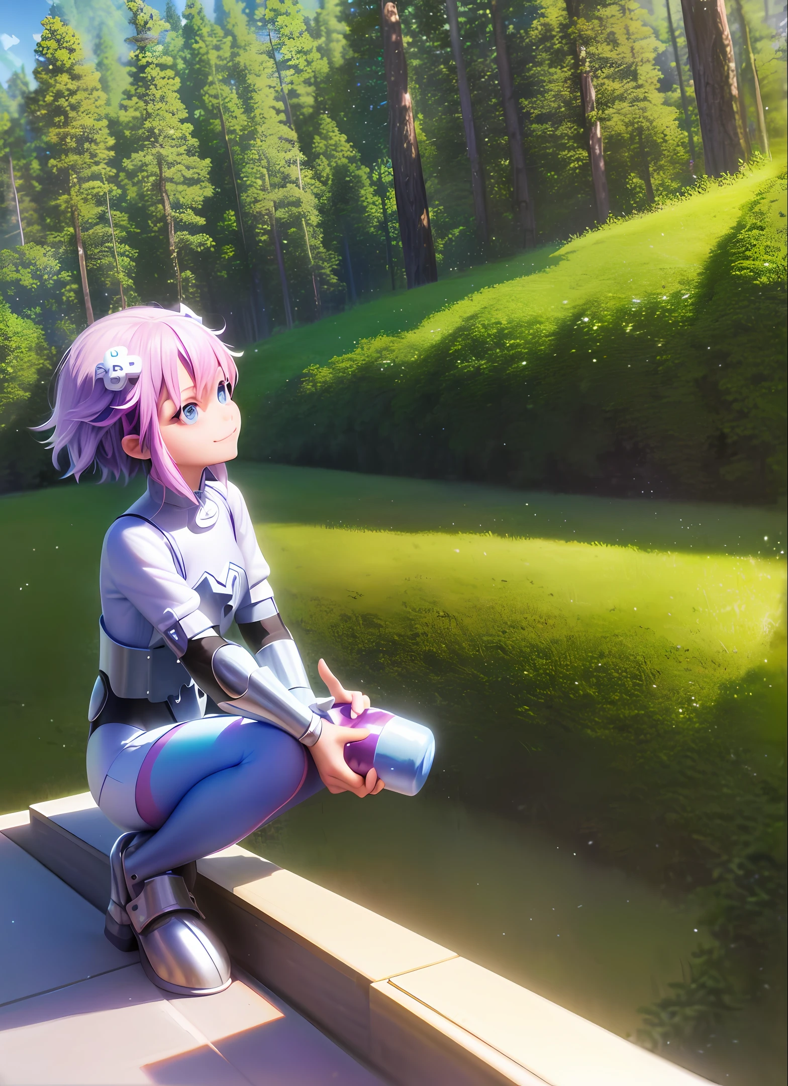 A europian cute ???, little girl with purple hair, with purple hair, (((with happy face))), (((with smile on her face)))", ((happy face expression)), (((wearing a suit of armor))), ((( dressed in armor clothin))), (((crouched drinking water from a beautiful))), (((putting a bottle in a trash can))), adorable digital painting, kids art on artstation, cute ??? 3D render, Disney cinemátic epic 3d, epic cartoon digital art, realistic photography, beautiful detailed cartoon art, rolands zilvinskis, stunning digital illustration, realistic 3d, (((with beautiful lush forest background))), ((stu forest in the background)), realistic photography, ultra colorful digital cartoon, (((hyper realistic cartoon))), adorable digital painting, kids art on artstation, beautiful 3d render, epic photography 3d render, realistic photography of epic digital art, 8k, beautiful detailed cartoon digital art, rolands zilvinskis, 3d render art, {drinking river water}.