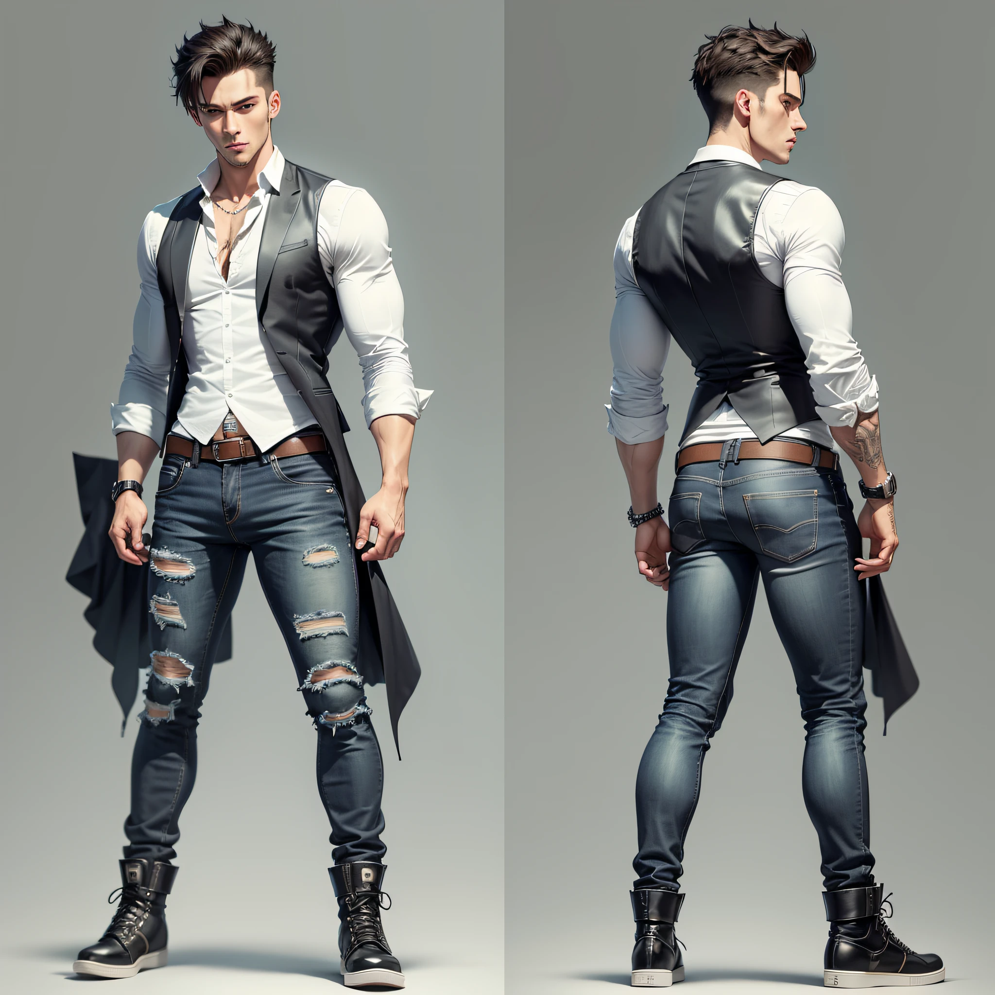 I saw that he was wearing a black vest, and a pair of slim jeans on his lower body set off his slender legs just right, plus the white high-top Martin boots wrapped around his feet, making the whole person look simple and handsome.
Here through the description of the characters' clothing, from the top to the bottom, to the shoes, the simple and handsome image of "his" is portrayed as a whole.
When describing the physical characteristics of characters, it must be remembered that all character appearance descriptions are to show the character and portray the character image, and the description of appearance that has nothing to do with expressing the theme of the character is redundant. --auto --s2