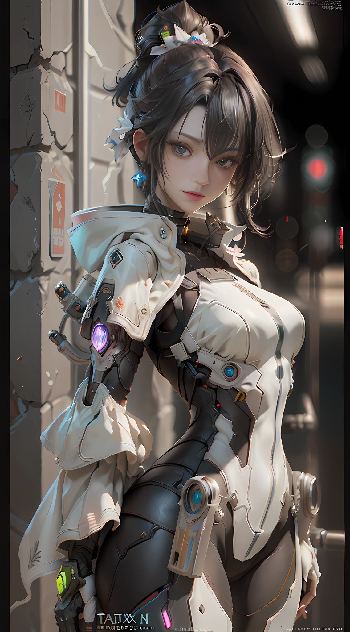 ((Best quality)), ((masterpiece)), (detailed:1.4), 3D, an image of a beautiful cyberpunk female,HDR (High Dynamic Range),Ray Tracing,NVIDIA RTX,Super-Resolution,Unreal 5,Subsurface scattering,PBR Texturing,Post-processing,Anisotropic Filtering,Depth-of-field,Maximum clarity and sharpness,Multi-layered textures,Albedo and Specular maps,Surface shading,Accurate simulation of light-material interaction,Perfect proportions,Octane Render,Two-tone lighting,Wide aperture,Low ISO,White balance,Rule of thirds,8K RAW,