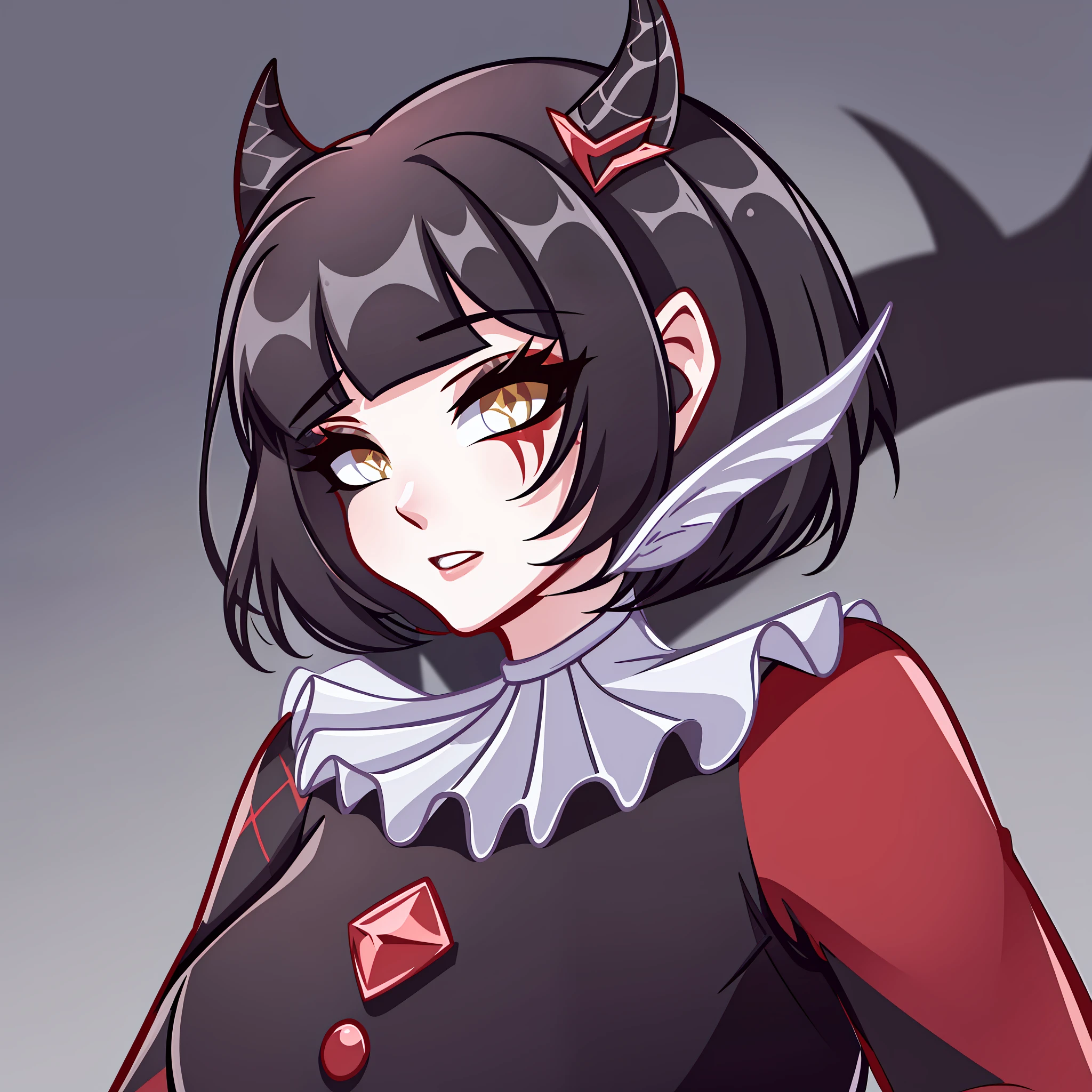 Best quality: 1.0), (Super High Resolution: 1.0), extremely detailed character, detailed hands, half-dragon girl, horns, scales on neck, scales on shoulders, scales on forearm, scales on cheek, extremely detailed black dragon tail, extremely detailed hair, short hair, white hair, black locks, extremely detailed eyes, yellow eyes, dragon eyes, 2d, tomboy girl, anime art, yin yang power around the character