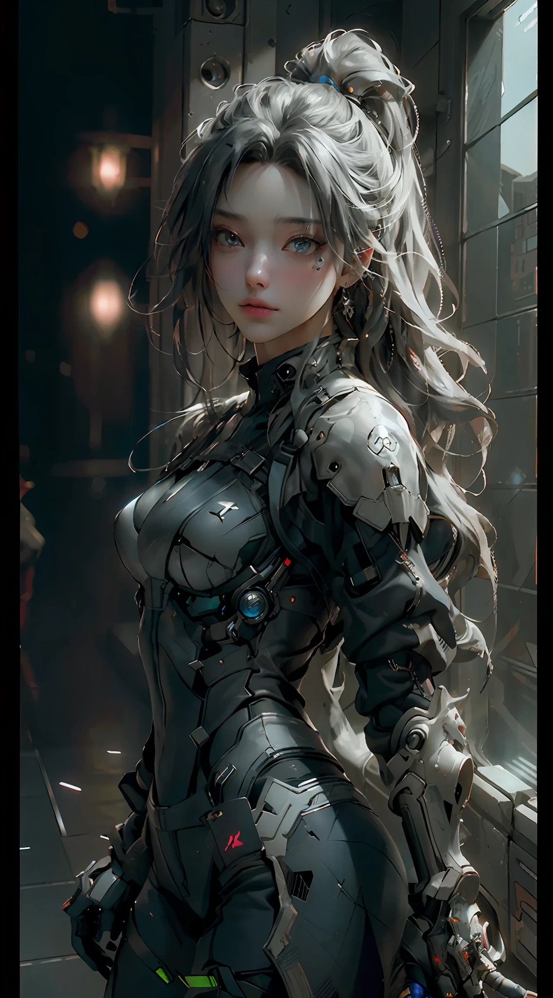 ((Best quality)), ((masterpiece)), (detailed:1.4), 3D, an image of a beautiful cyberpunk female,HDR (High Dynamic Range),Ray Tracing,NVIDIA RTX,Super-Resolution,Unreal 5,Subsurface scattering,PBR Texturing,Post-processing,Anisotropic Filtering,Depth-of-field,Maximum clarity and sharpness,Multi-layered textures,Albedo and Specular maps,Surface shading,Accurate simulation of light-material interaction,Perfect proportions,Octane Render,Two-tone lighting,Wide aperture,Low ISO,White balance,Rule of thirds,8K RAW,