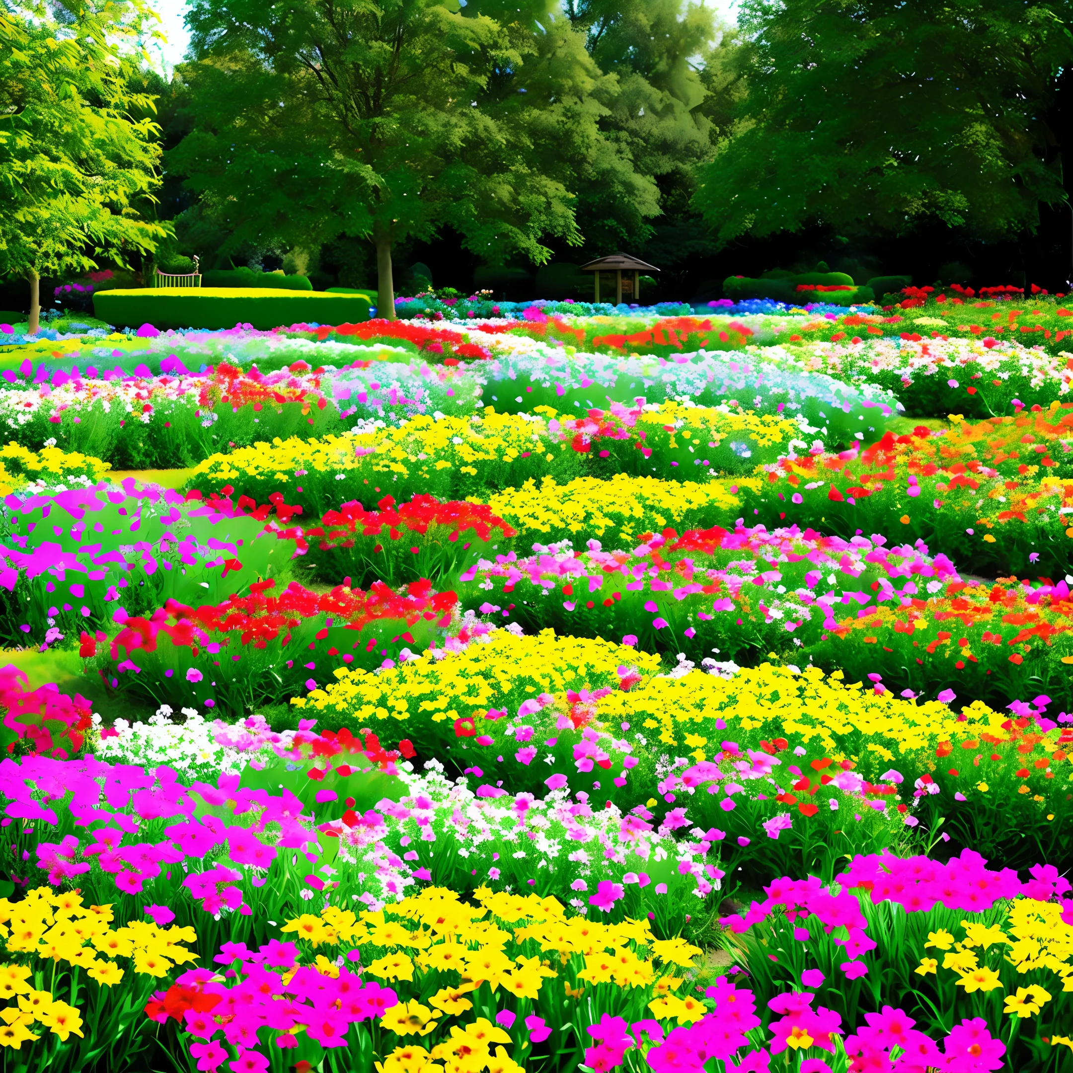 Day, colorful flowers, Garden