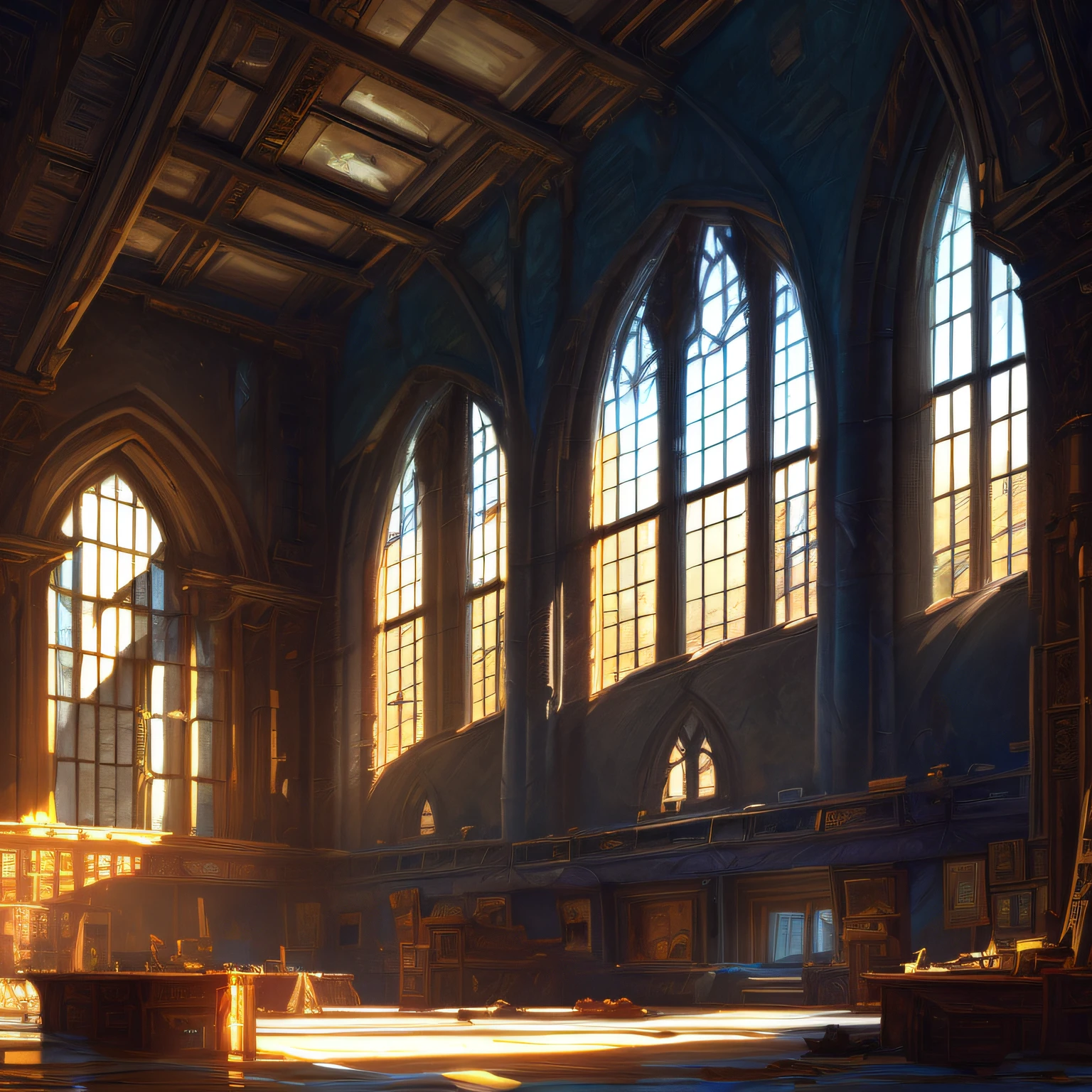 tall building interior with glass windows and windows, large glass windows AnimeCastleInterior3 VRAY-RENDER to8contraststyle
