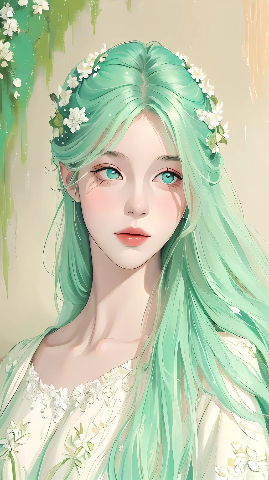 masterpiece, best quality, an extremely delicate and beautiful girl,an extremely delicate and beautiful, world masterpiece theater, ultra-detailed, highly detailed, best quality, a girl with mint hair, beautiful mint eyes, highres, extremely detailed,1girl, best quality, illustration, looking at viewer, impasto, canvas, oil painting, realistic, realist ,real