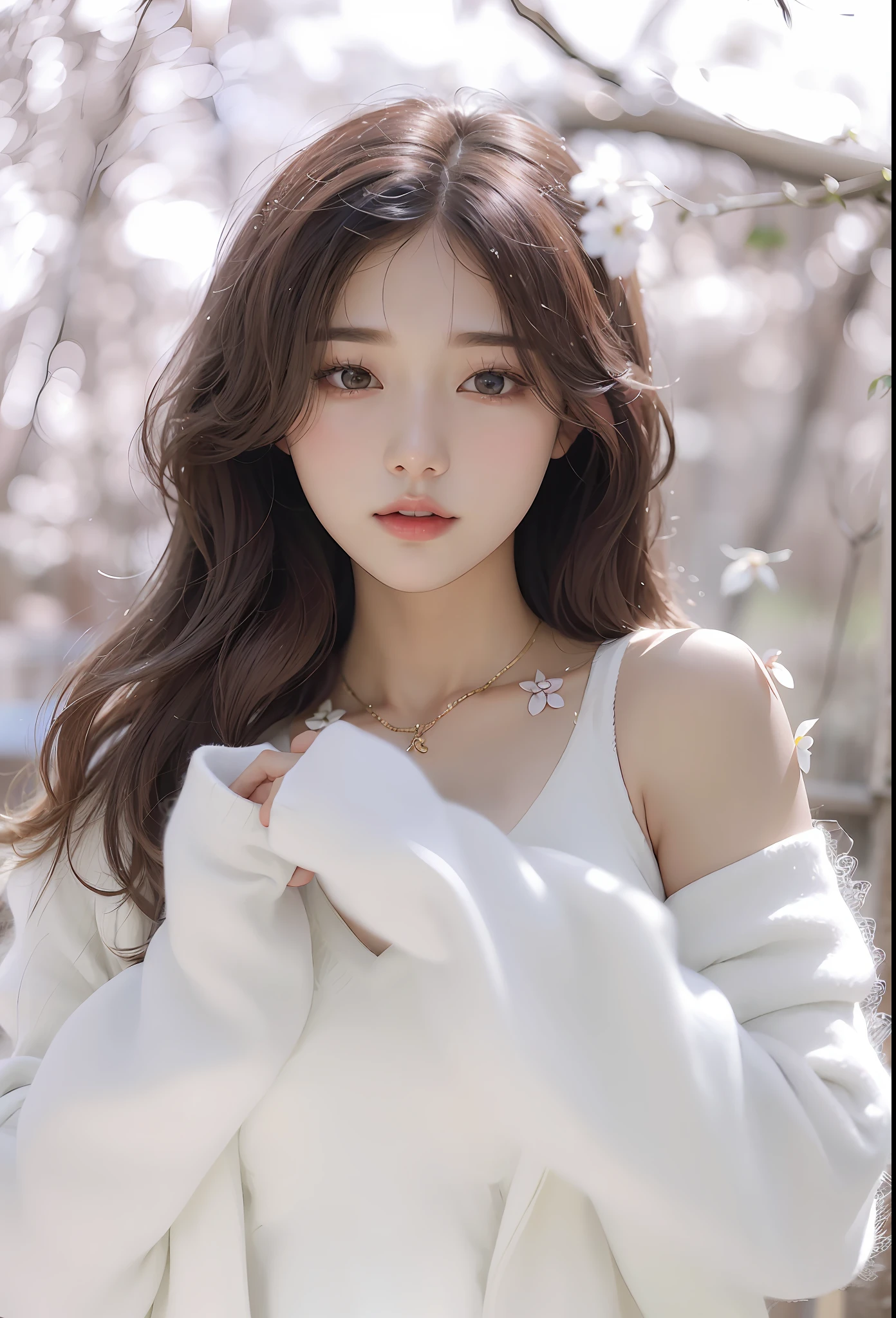 a close up of a woman in a white sweater posing for a picture, beautiful young korean woman, beautiful south korean woman, gorgeous young korean woman, bae suzy, 中 元 节, jaeyeon nam, jinyoung shin, xintong chen, trending on cgstation, ulzzang, lovely woman, gorgeous chinese model, ethereal beauty