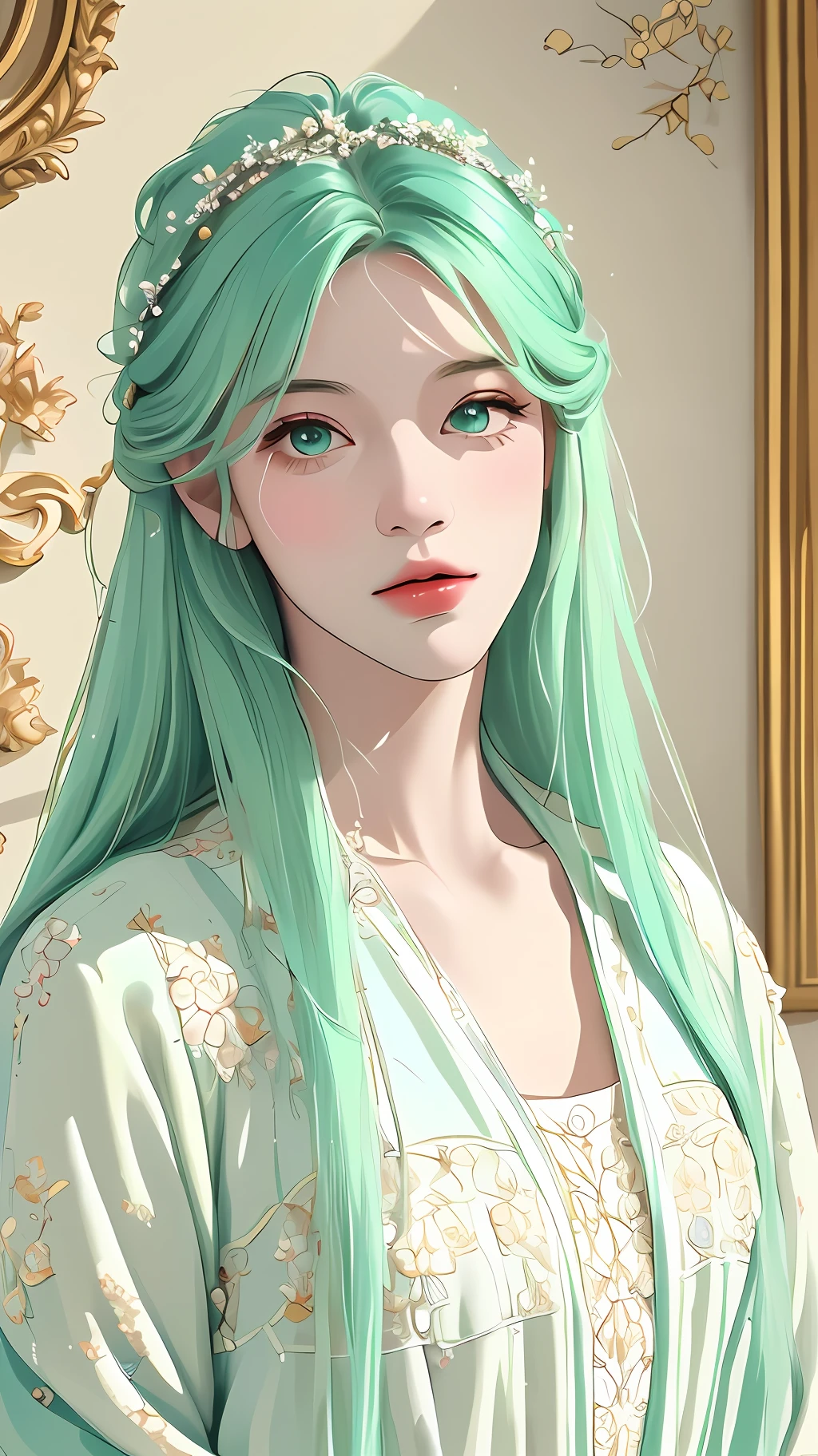 masterpiece, best quality, an extremely delicate and beautiful girl,an extremely delicate and beautiful, world masterpiece theater, ultra-detailed, highly detailed, best quality, a girl with mint hair, beautiful mint eyes, highres, extremely detailed,1girl, best quality, illustration, looking at viewer, impasto, canvas, oil painting, realistic, realist ,real