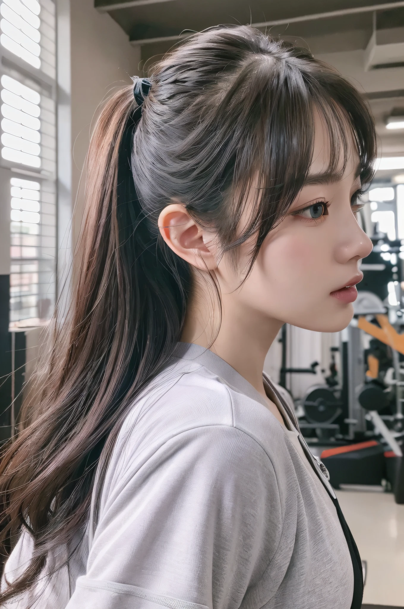 masterpiece, top quality, (highly detailed CG Unity 8k wallpaper) (highest quality), (best illustration), (detailed face), glamorous (clean face), gym clothes, sexy, uniform, big, pretty ass, super detailed --v6