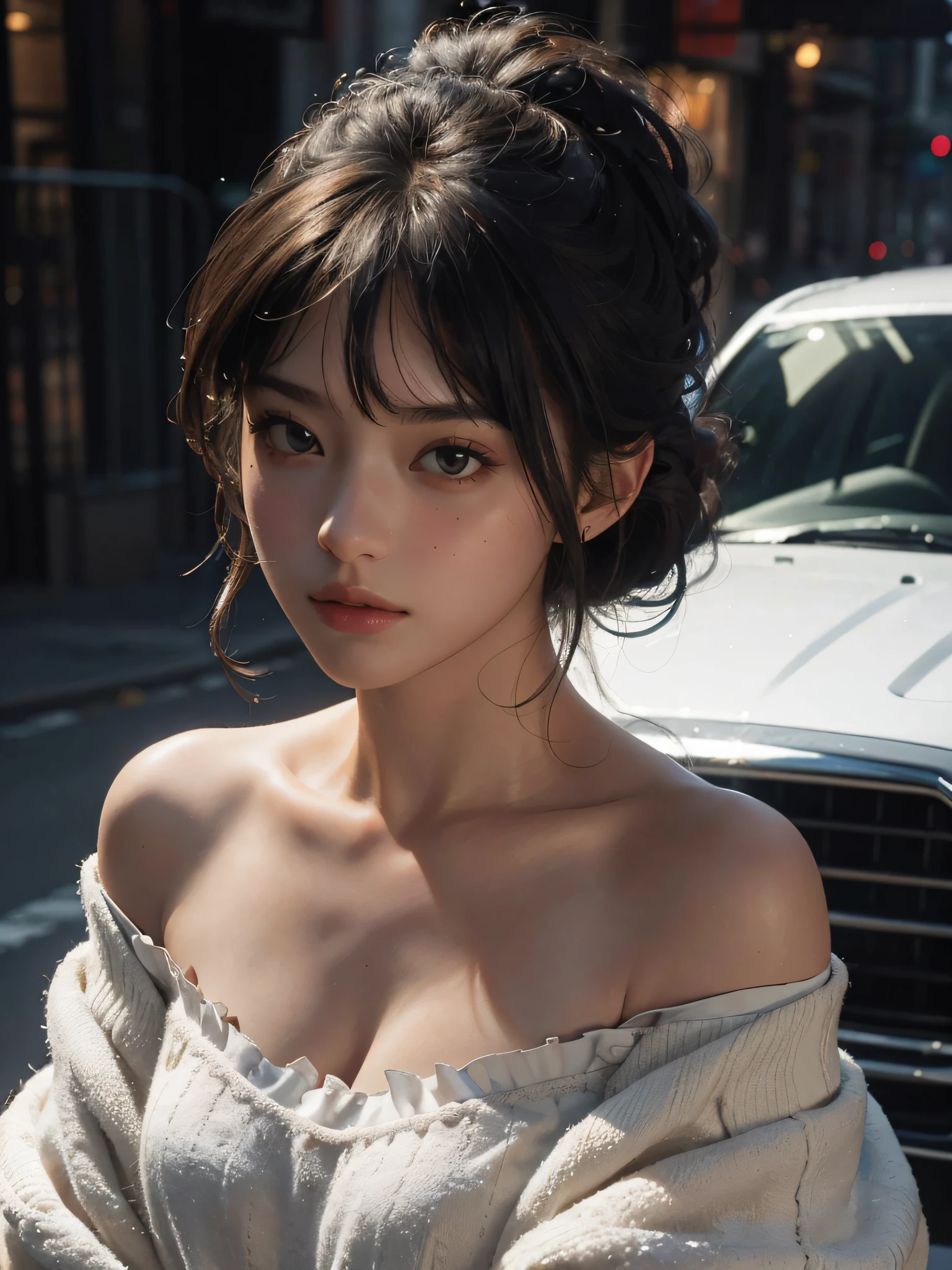 Best quality, masterpiece, ultra high res, (photorealistic:1.4), raw photo, 1girl, off shoulder
