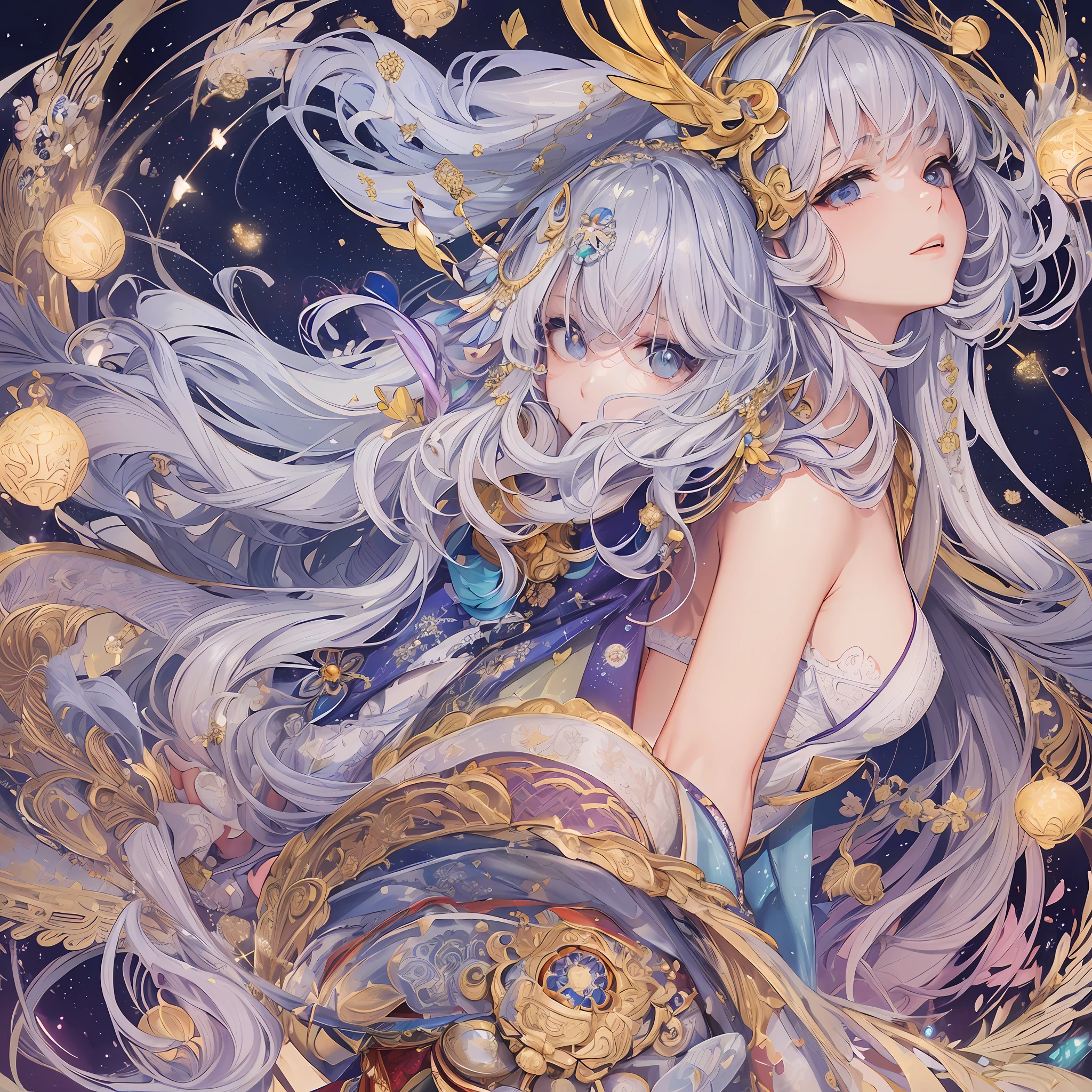 (Masterpiece),((Highest quality)),(Official Art),(Beautiful and Beautiful:1.2),(1 girl: 1.3),Upper body,((Armpit)),(((Silver-haired beauty praying under the dazzling Perseus meteor shower)),Break,Beautiful woman wearing a kimono with a detailed Tanabata design,Detailed drawing. Bright colors. Colorful, highest detail ((ultra detail)),(highly detailed 2D illustration),((very delicate and beautiful)))super detail, wakame, wakame, wakame, wakame, wakame, wakame, wakame, wakame, wakame, wakame, wakame, wakame, wakame, wakame, wakame