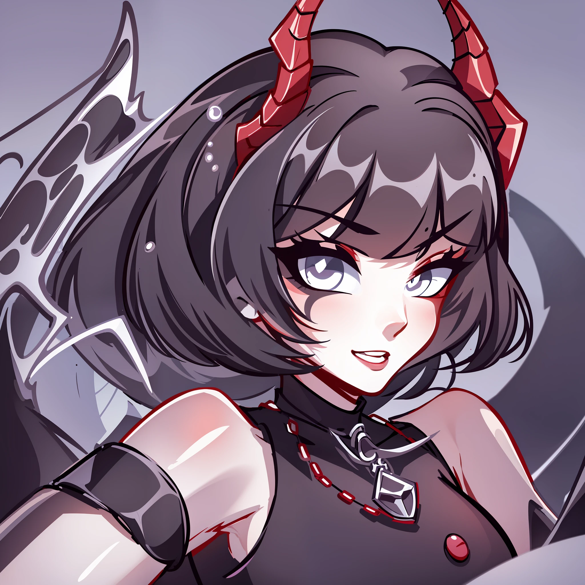 (Best quality: 1.0), (Super High Resolution: 1.0), extremely detailed character, detailed hands, half-dragon girl, horns, scales on the neck, scales on the shoulders, scales on the forearm, scales on the cheek, extremely detailed black dragon tail, extremely detailed hair, short hair, white hair, black locks, extremely detailed eyes, yellow eyes, dragon eyes, 2d, tomboy girl, anime art, ager/young