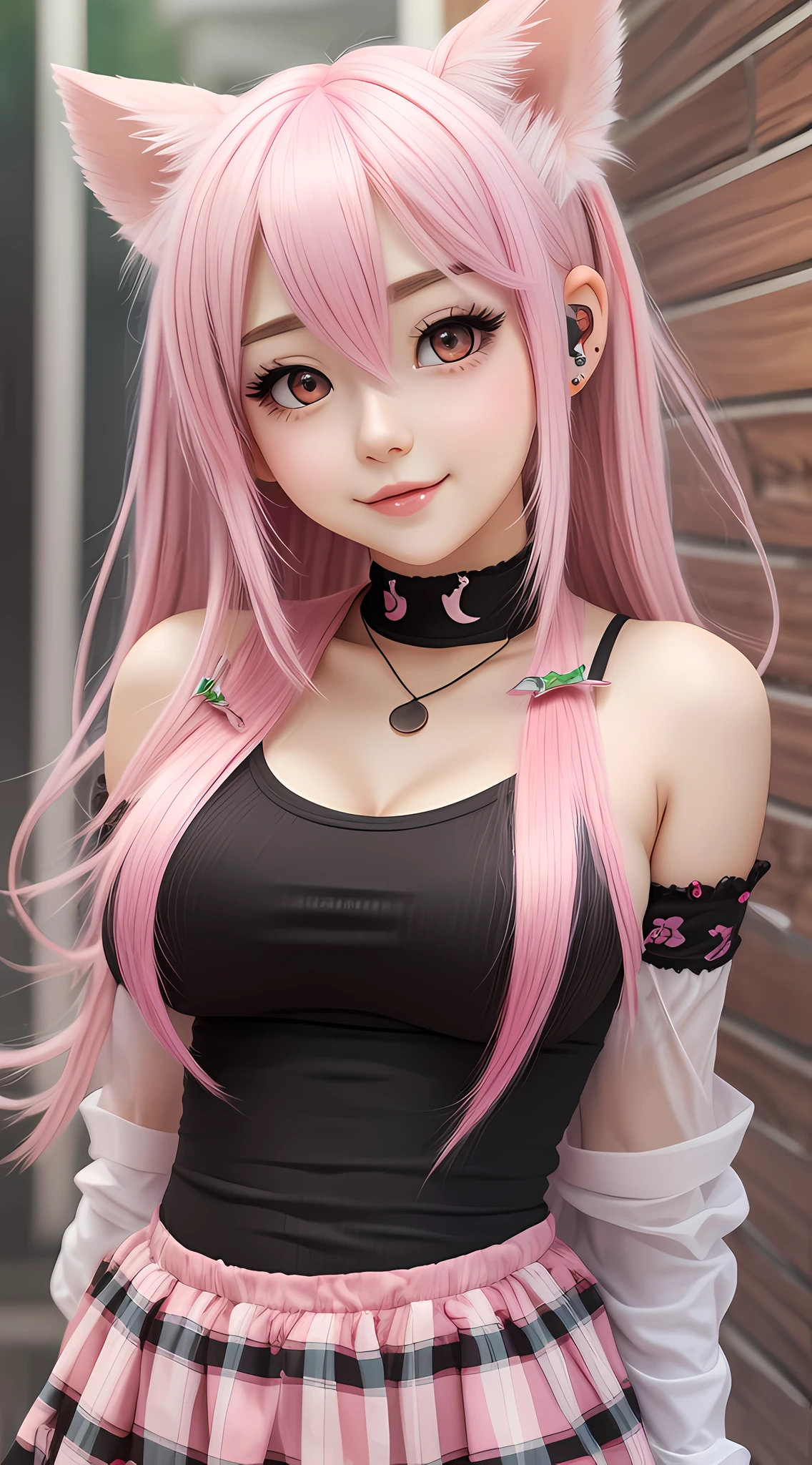 Ear Blush, Masterpiece, 1Girl, Fangs, Perfect Woman, Small Tits, Pink Hair, Double Tail, Colored Inner Hair, Surrealism, Pure, , Cute, 8K --auto --s2