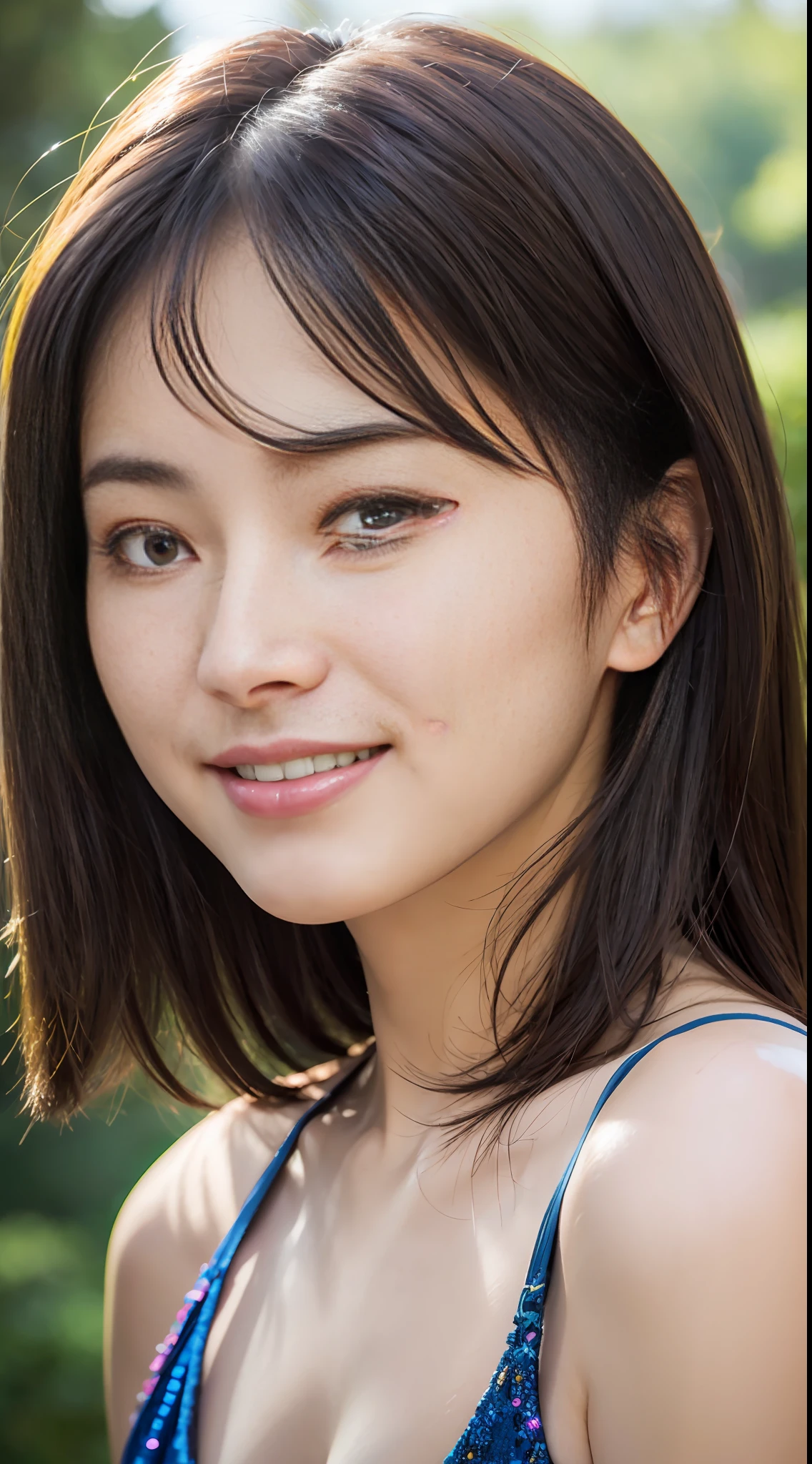 Top Quality, Masterpiece, Ultra High Resolution, (Photorealistic: 1.4), RAW photo, 8k, Japan Woman, Straight Front, Looking at Camera, Face Up, Smiling