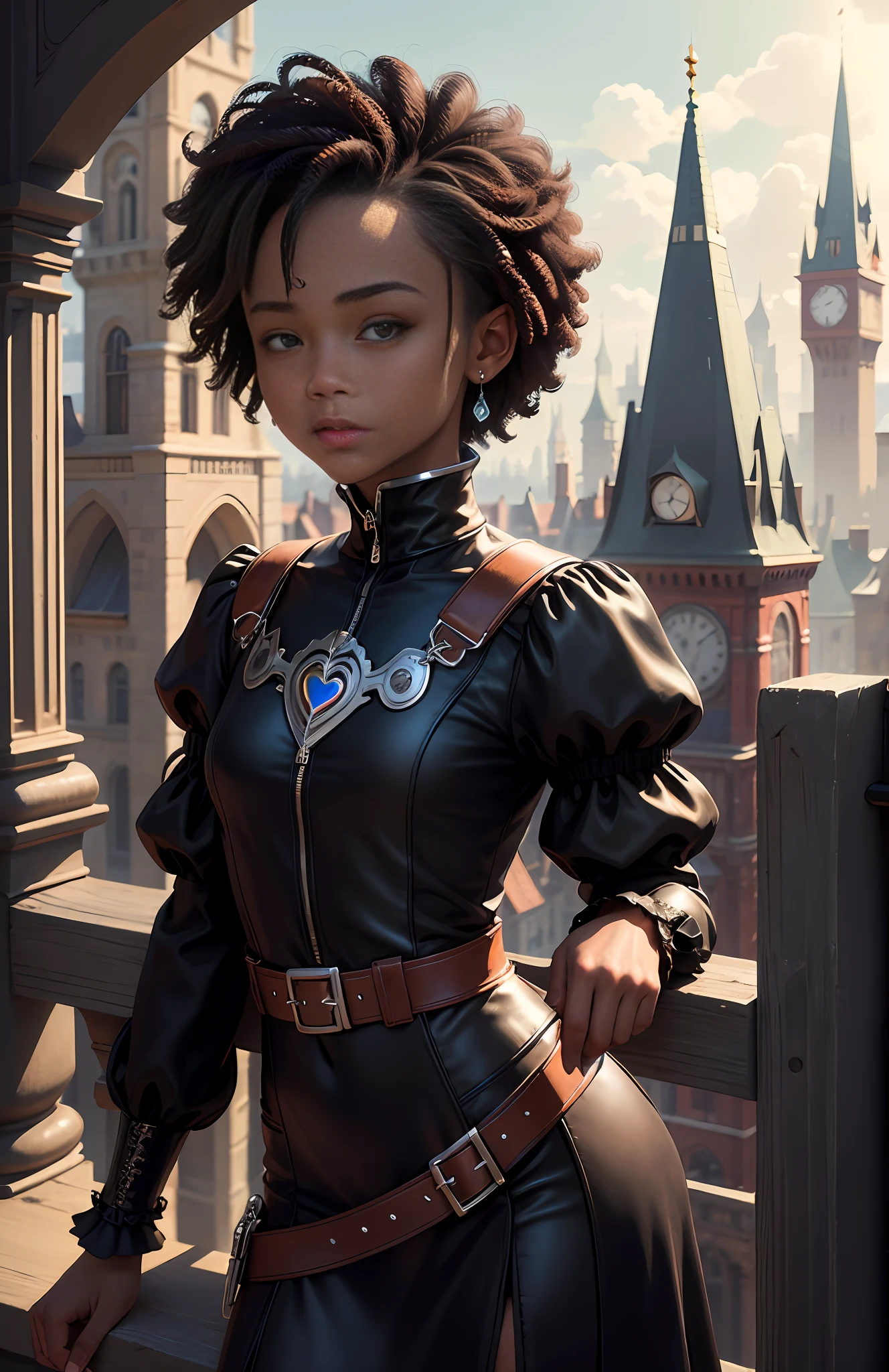 Masterpiece, high quality, high resolution, a modern fairy tale where the protagonist is a brilliant young hacker who must rescue a very beautiful black princess with light brown eyes trapped in a tower, young hacker uses only his knowledge of technology, young, hacker, princess, castle, 4k resolution, beautiful black face, perfect shadows