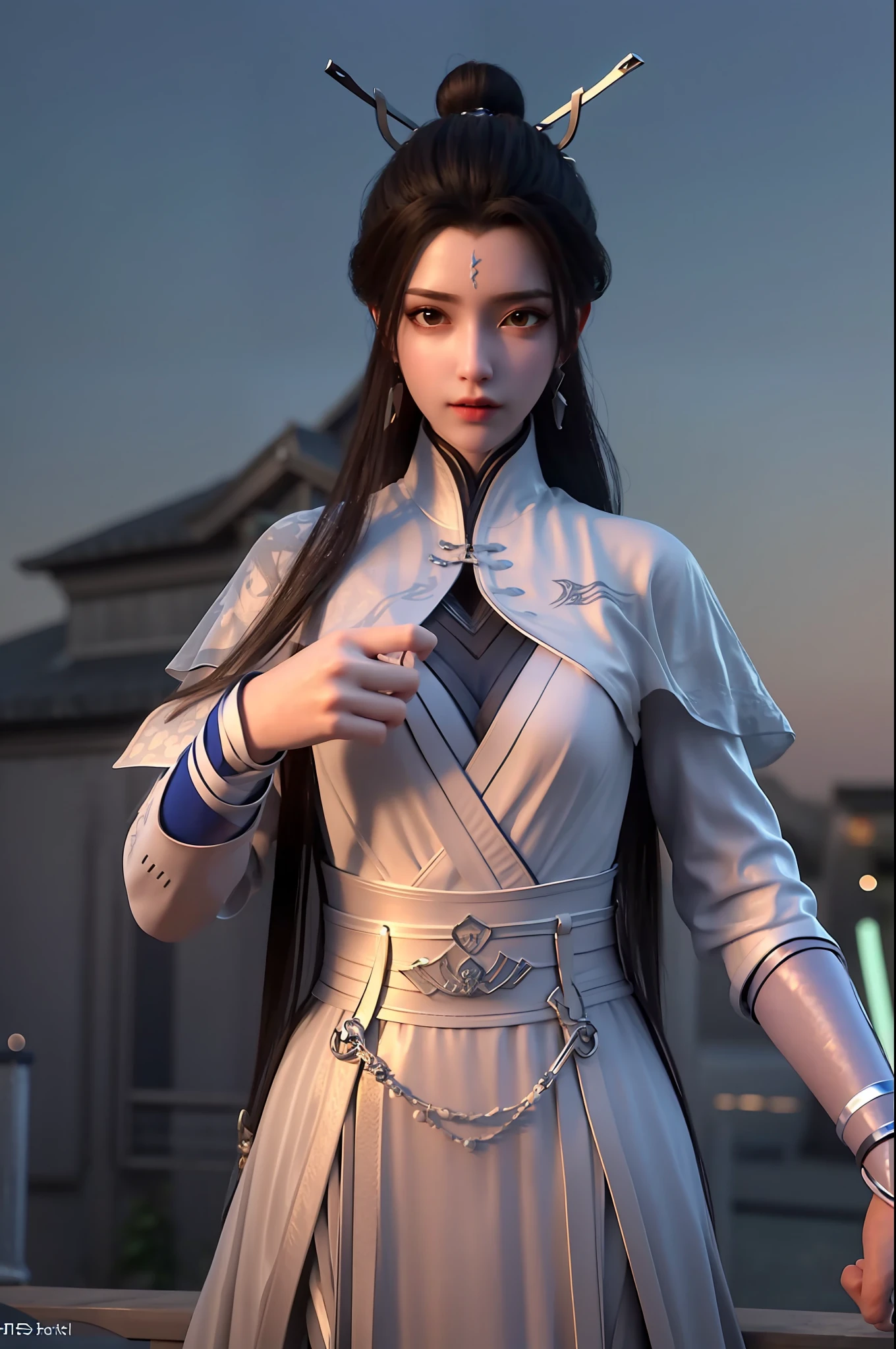 best quality,highres, high resolution, 4k, 8k,3d rendering, weak light, physically-based rendering,masterpiece, (upper body), a girl, luxueqi, solo, looking at viewer,