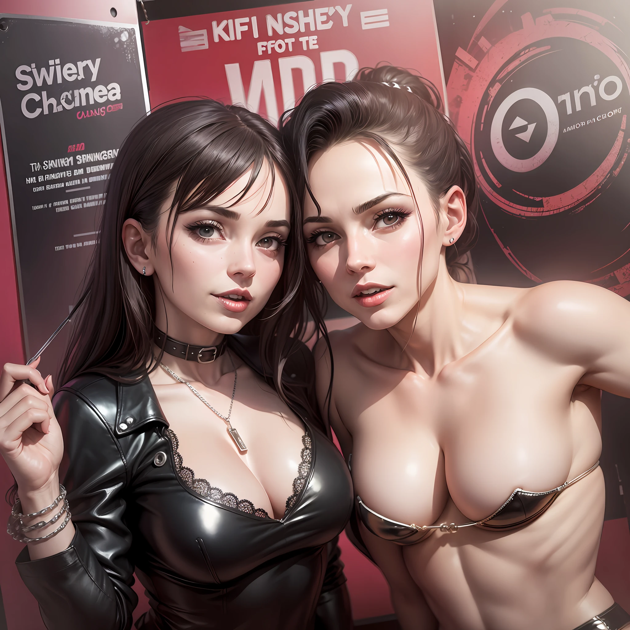 swingers club, logo, sign, kinky dungeon,, sexy couple, photo real --auto --s2