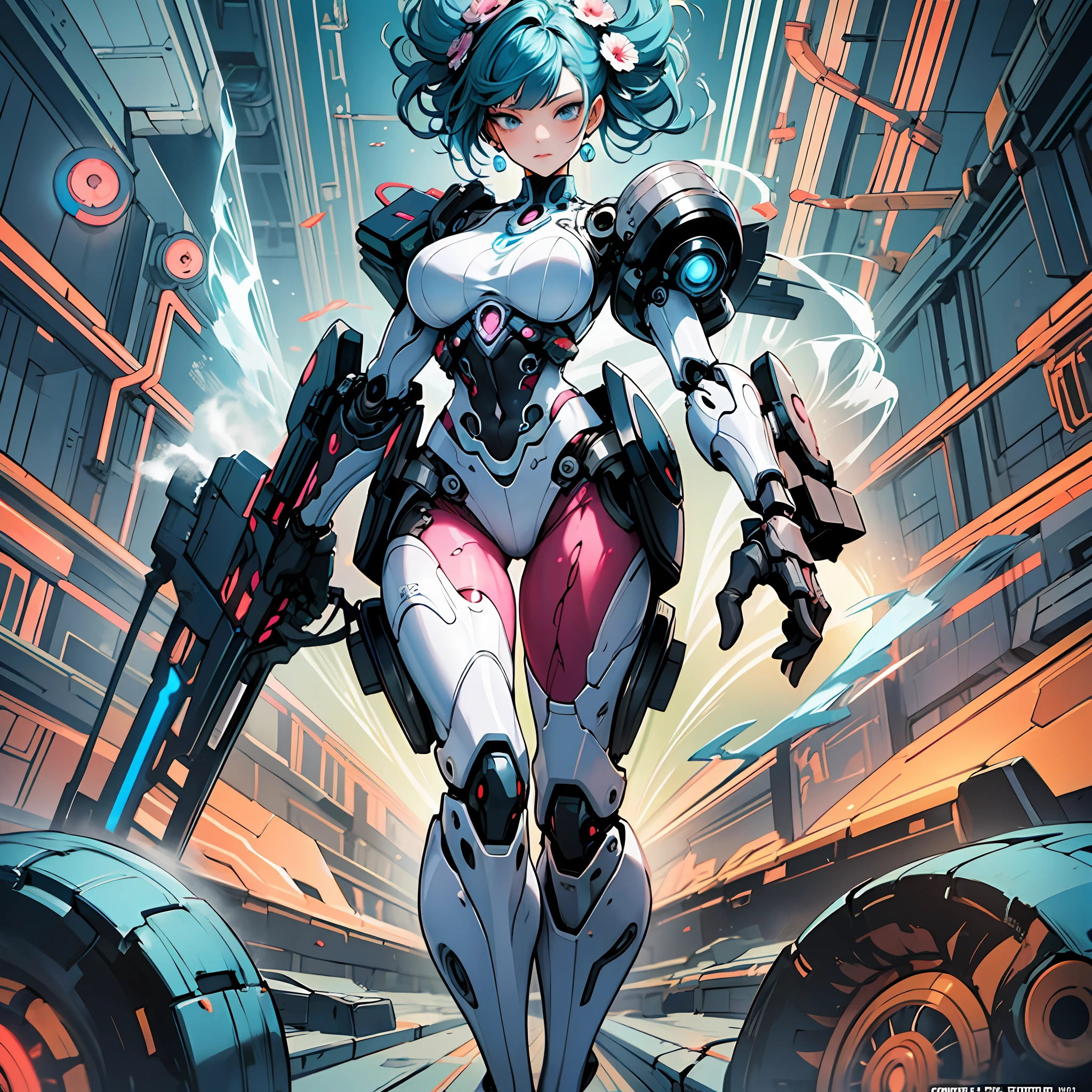 Woman in anemone-colored costume, best anime 4K wallpaper, full body, cyberpunk anemone, mechanized valkyrie girl, biomechanical, highly detailed artgerm based on anemones, cyborg sea anemone, anime style 4k, sea anemone