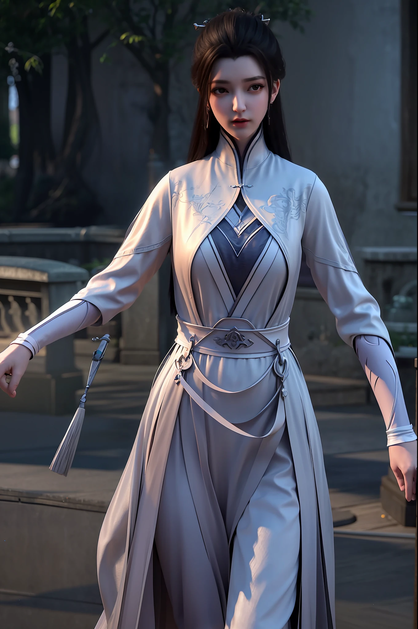 best quality,highres, high resolution, 4k, 8k,3d rendering, professional lighting, front lighting, photon mapping,physically-based rendering,masterpiece, (upper body), a girl, luxueqi, solo, looking at viewer,