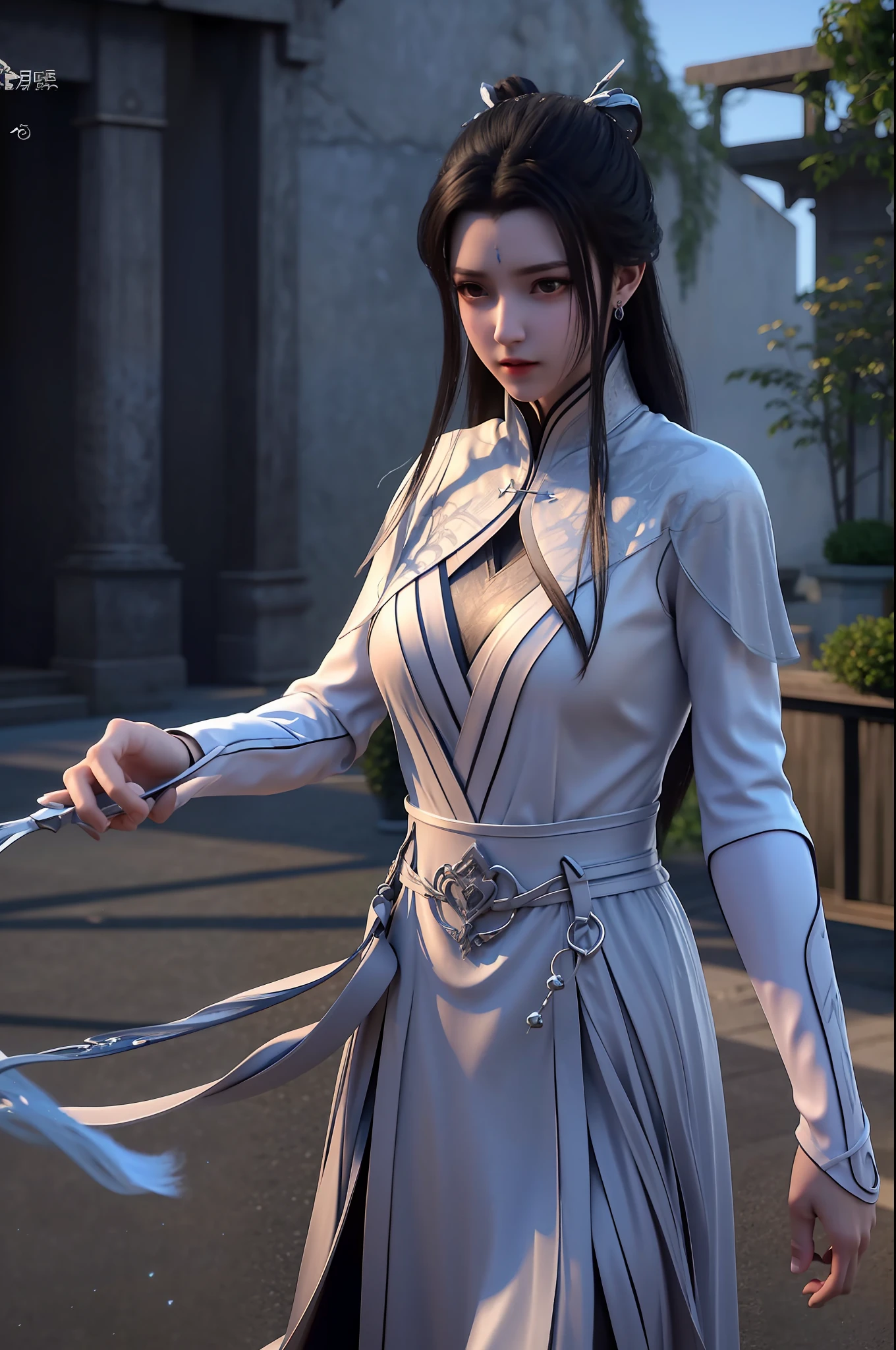 best quality,highres, high resolution, 4k, 8k,3d rendering, professional lighting, front lighting, photon mapping,physically-based rendering,masterpiece, (upper body), a girl, luxueqi, solo, looking at viewer,