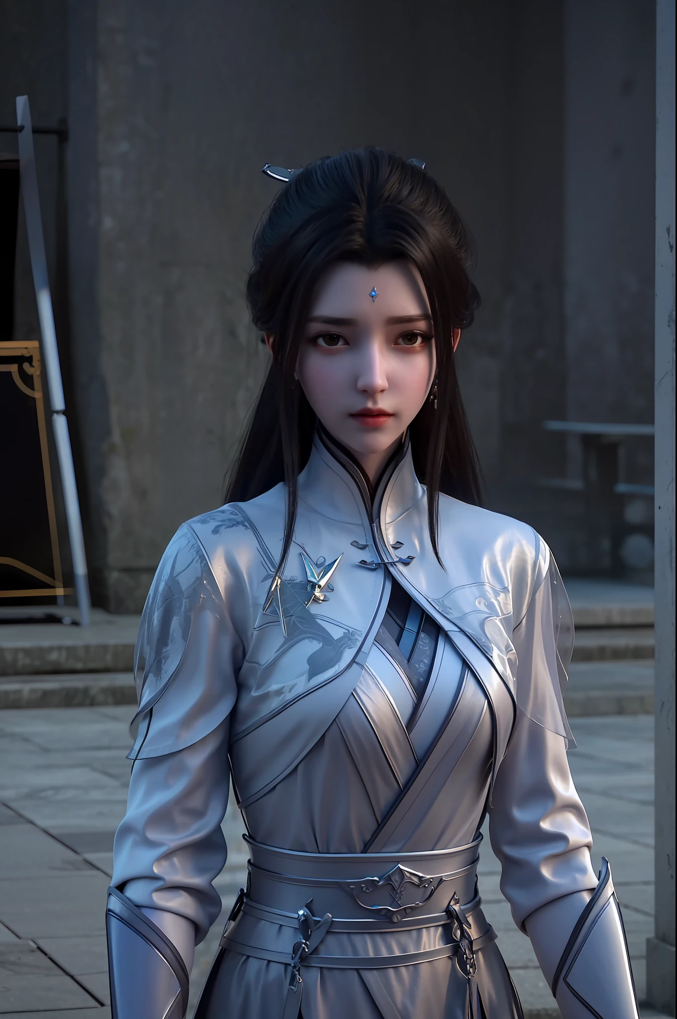 best quality,highres, high resolution, 4k, 8k,3d rendering, professional lighting, front lighting, photon mapping,physically-based rendering,masterpiece, (upper body), a girl, luxueqi, solo, looking at viewer,