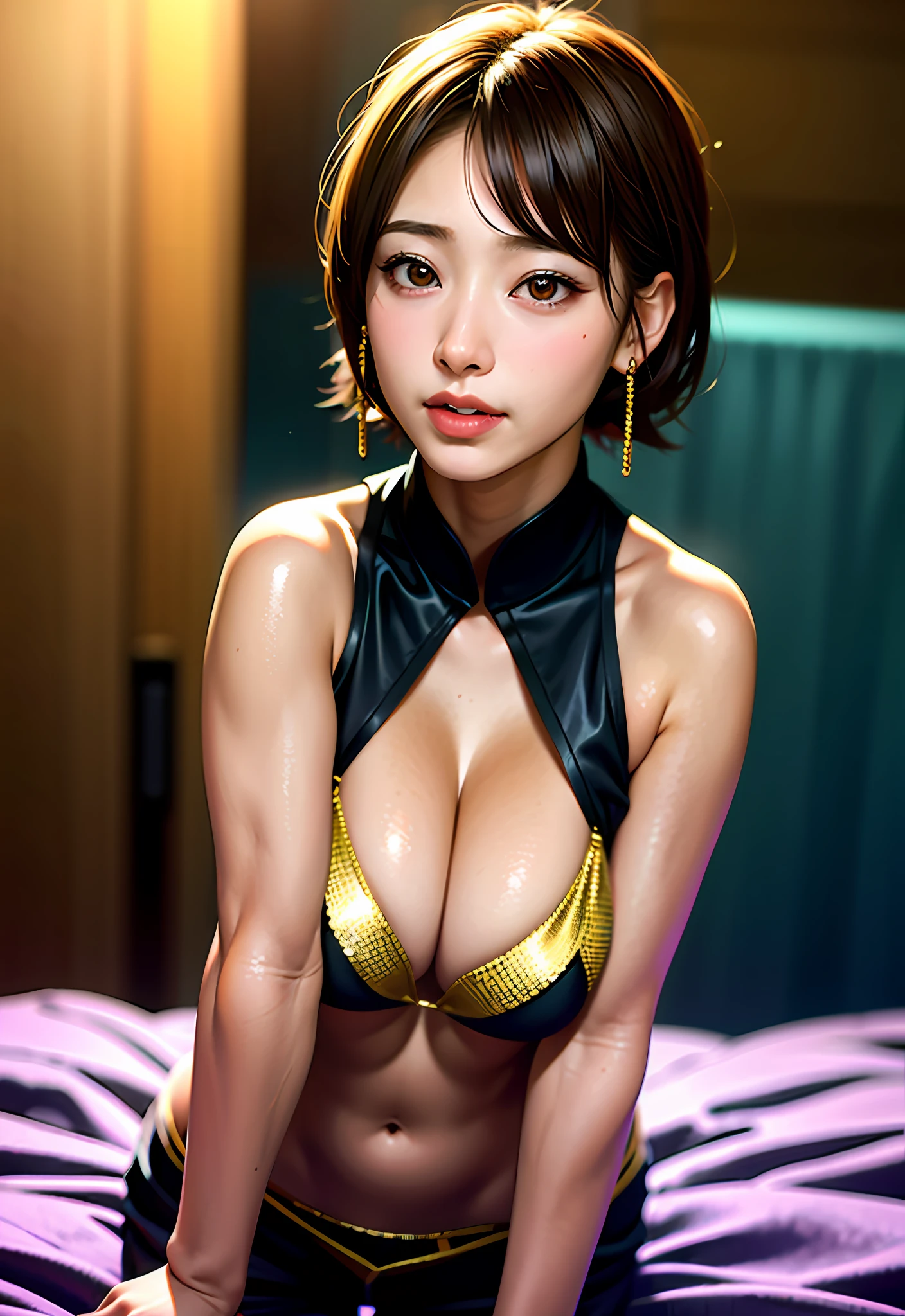Looks exactly like Sasato Sumita,22 years old,Polka dot bikini,Kisarazu fireworks display,1 human,Cool female pilot,1 hand on each side,1 left and right foot,5 fingers in right hand,5 fingers on left hand,pornactress,porv cover,gold earrings in both ears, masterpiece, best quality, original photo, realistic, face, incredibly cute, beautiful girl, cute, short hair, depth of field, high resolution, ultra detail, fine detail, highly detailed, highly detailed eyes and face, sharp pupils, realistic pupils, sharp focus, movie lighting, whole body,8K,delicate image,smile,