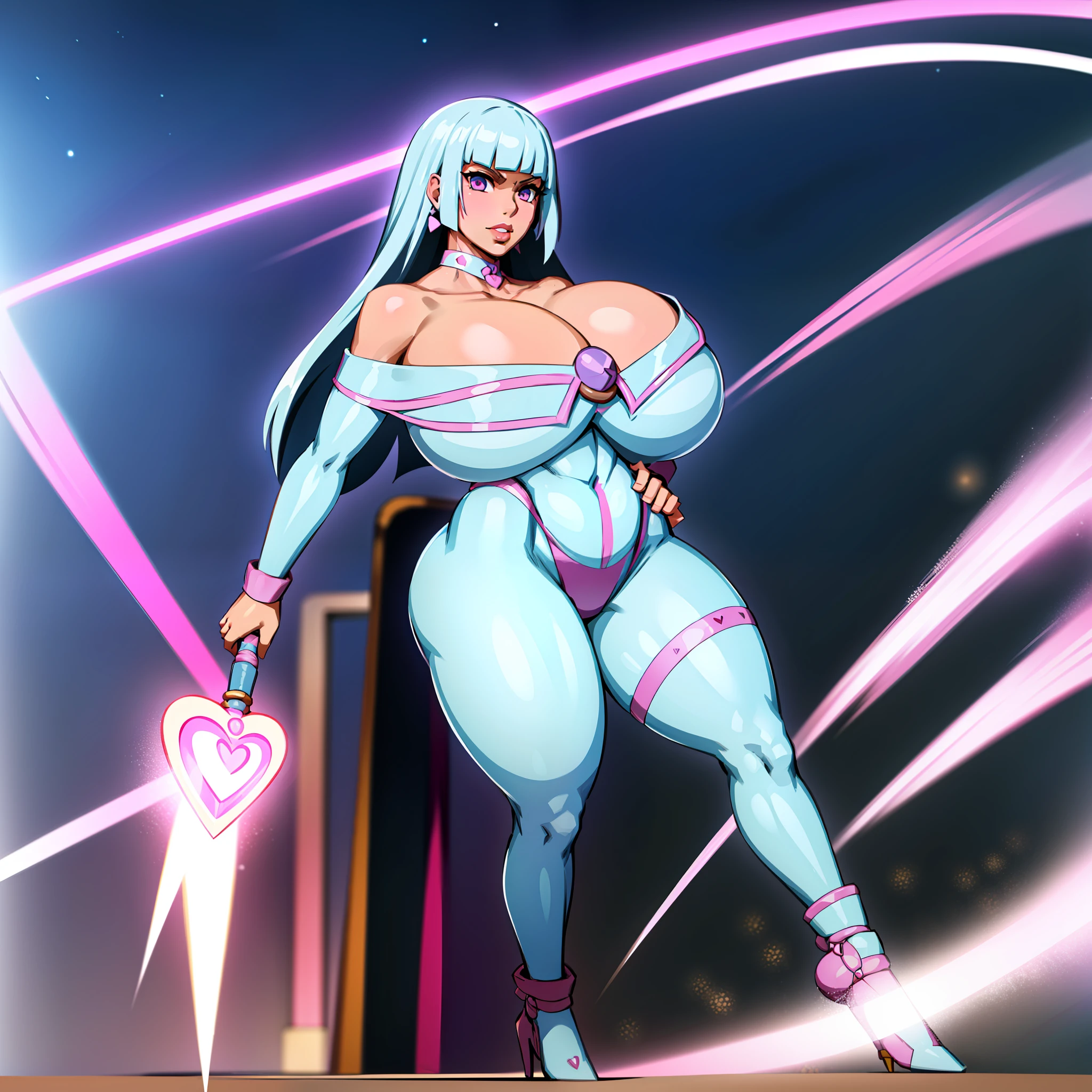 silver hair, big breast, magical girl, full body , walking, alone, 1character