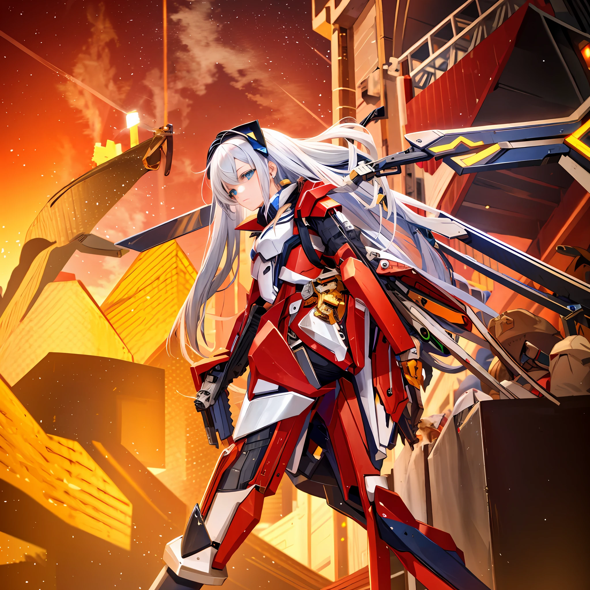 Maiden, mech, silver-haired