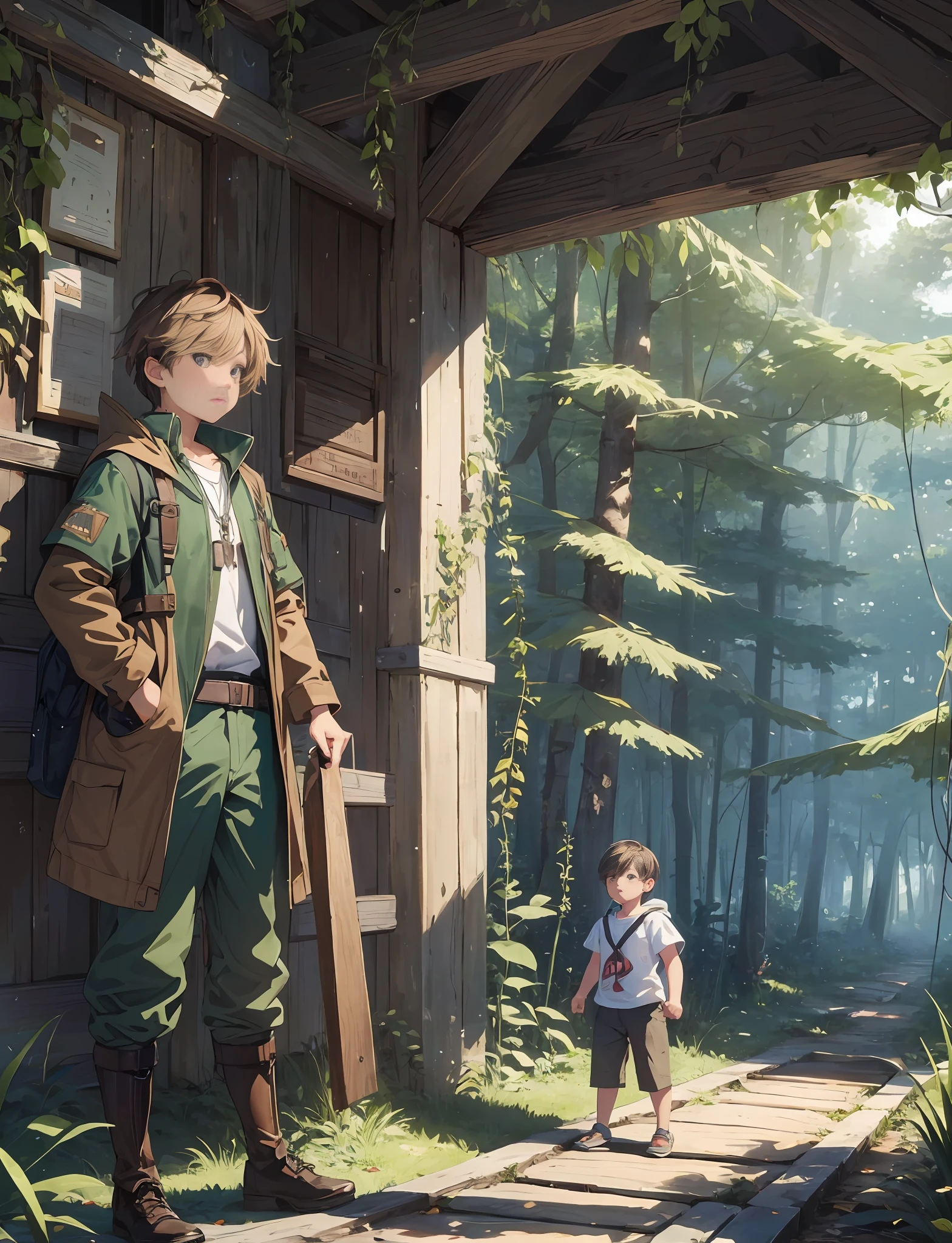 Boy imagining what an adventure in the middle of the enchanted forest would be like --auto --s2