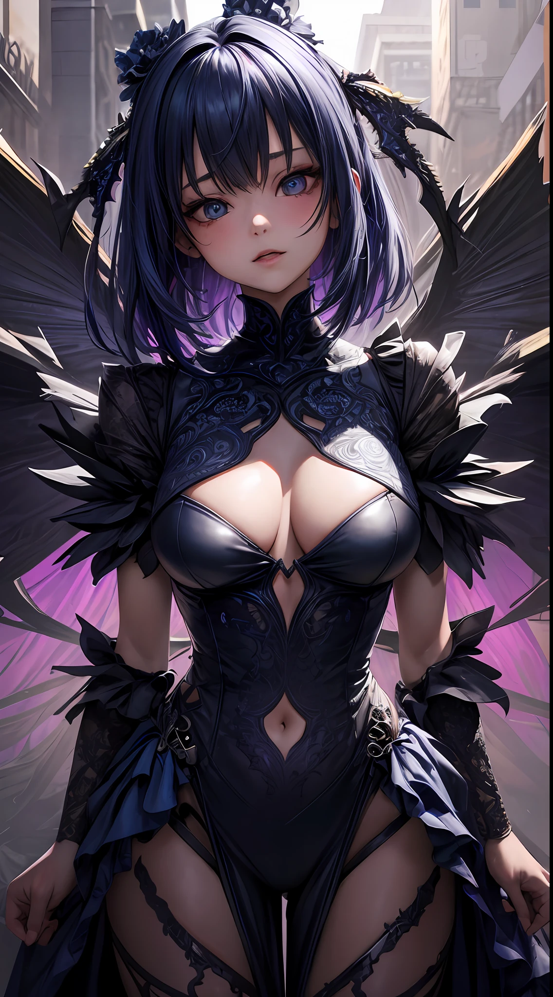 Nsfw, {{{{2girls}}}, {{hyper photo realistic}}, {hyper cute anime face}, {{masterpiece}}, {{superfine illustrations}}, {{hyper detailed very colorful hair}},  {{hyper detailed shape skin}}, {{detailed elaborately patterned beautiful eyes}}, {{hyper detailed cyberpunk colorful frill body dress}},{{Elaborately patterned mechanical wings}}, {{symmetrical reflection}}, ((slim waist)), }, cinematic angle, cinematic lighting, soft lens flare, depth of field, {{{hyper beautiful detailed cyberpunk city landscape}}}, {foggy}, {{Shining halo}},