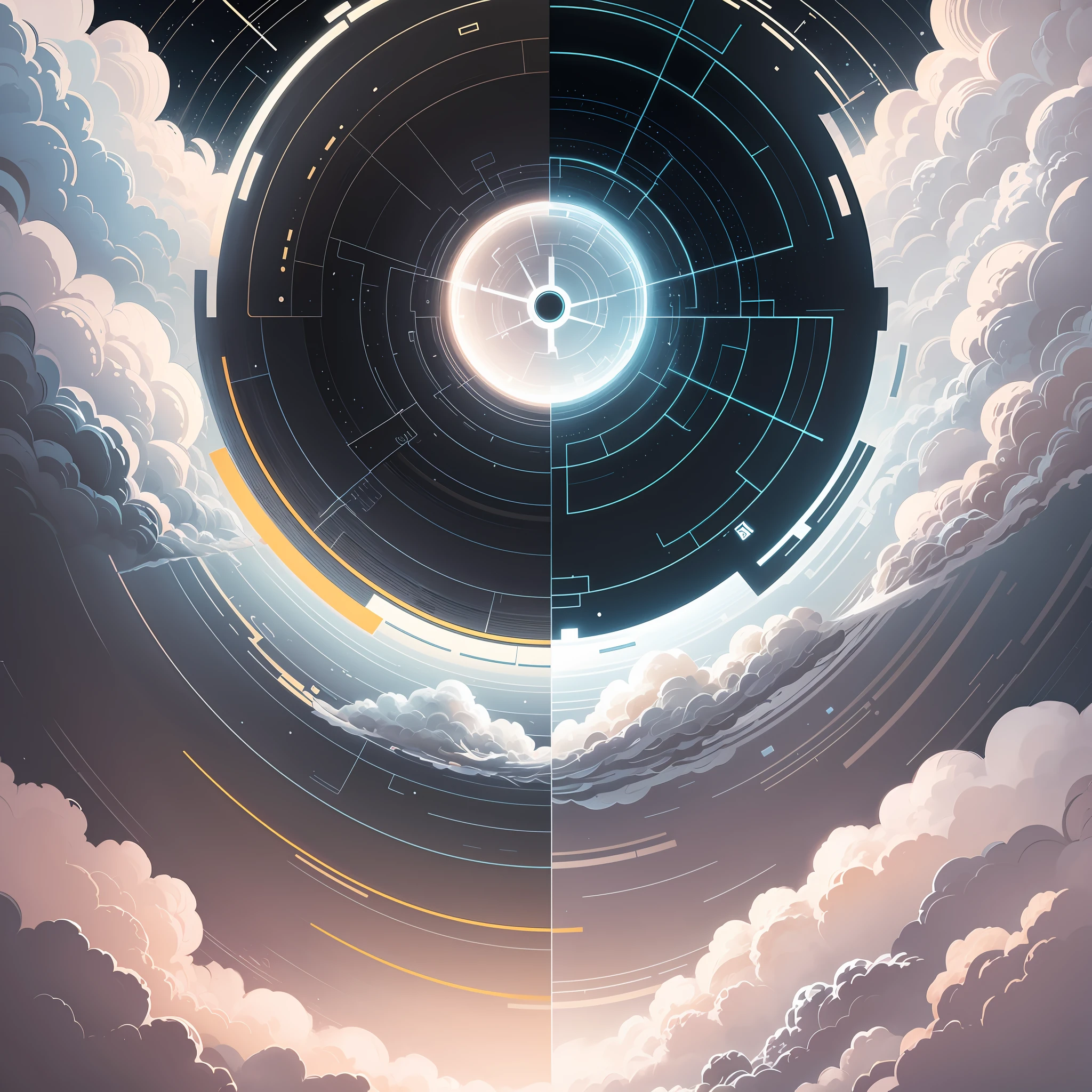 Light abstract cover art, simple vector art, clouds, data, digital painting --auto --s2