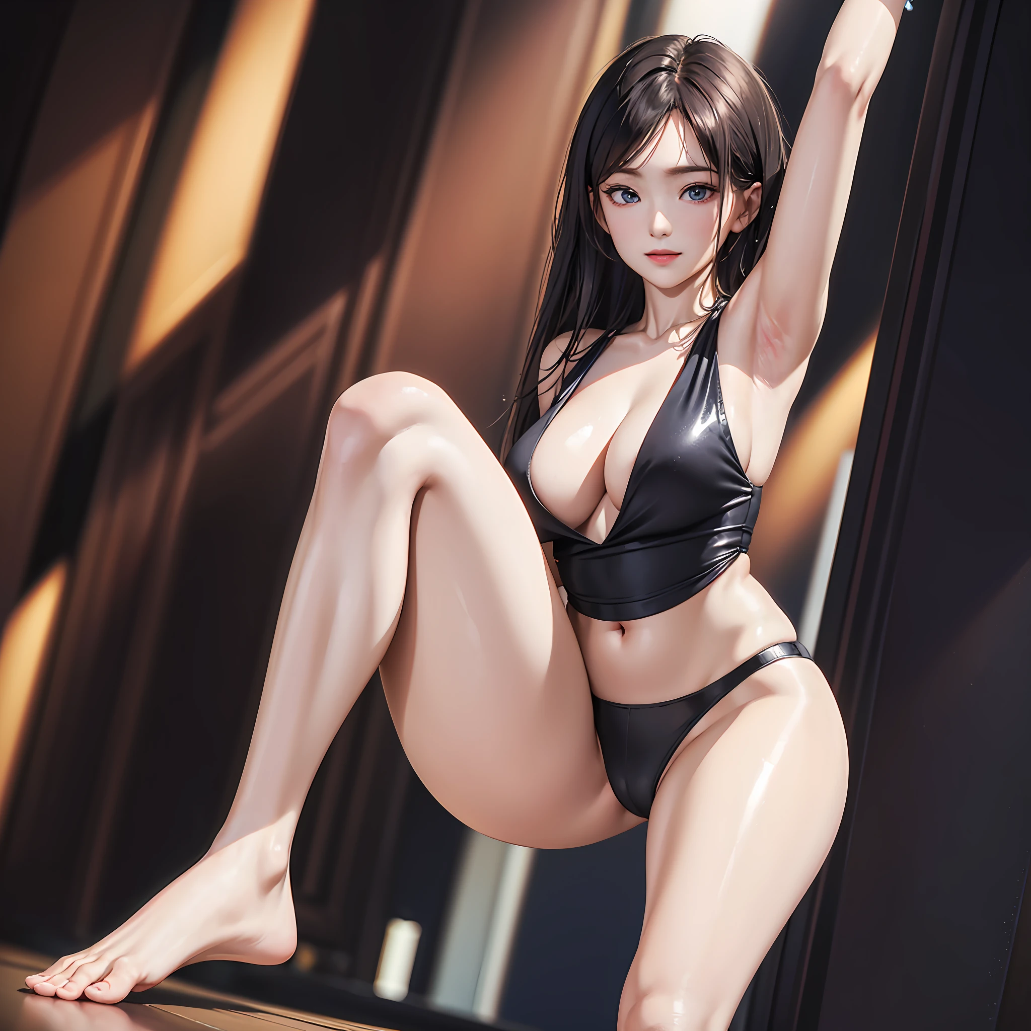 Masterpiece, best quality, high quality, extremely detailed CG unity 8k wallpaper, 16k quality: 14:24 (unparalleled masterpiece, ultra-realistic 8k CG, perfect artwork, perfect female figure, dramatic shadows, ray tracing) 16k quality, (spotlight, perfect lighting, detailed light, dramatic shadows, ray tracing), (clean, shiny skin, delicate face, super idol face, extremely delicate and beautiful: 1.2), from below, extremely delicate and beautiful, Bangs, big breasts, front and back up, black sports short vest, vest blue eyes, seductive smile, smile, 16k quality, award-winning photography, fine details, realistic light and shadow, 8K resolution, 16k super high quality, Real texture 5.0, a beautiful girl, exquisite facial features portraying a perfect face, big eyes, double eyelids, lying silkworms, delicate facial portrayal, ultra-detailed, cold, cold, cold and proud, naturally beautiful, peerless face, beautiful, charming and moving, bangs, black long straight, sweating, front and back upturned, model body, big-breasted beauty, black T-line pants, , smooth floor, gymnastics room, indoor background, open thighs to squat in M-shaped leg pose, facing the audience
sea