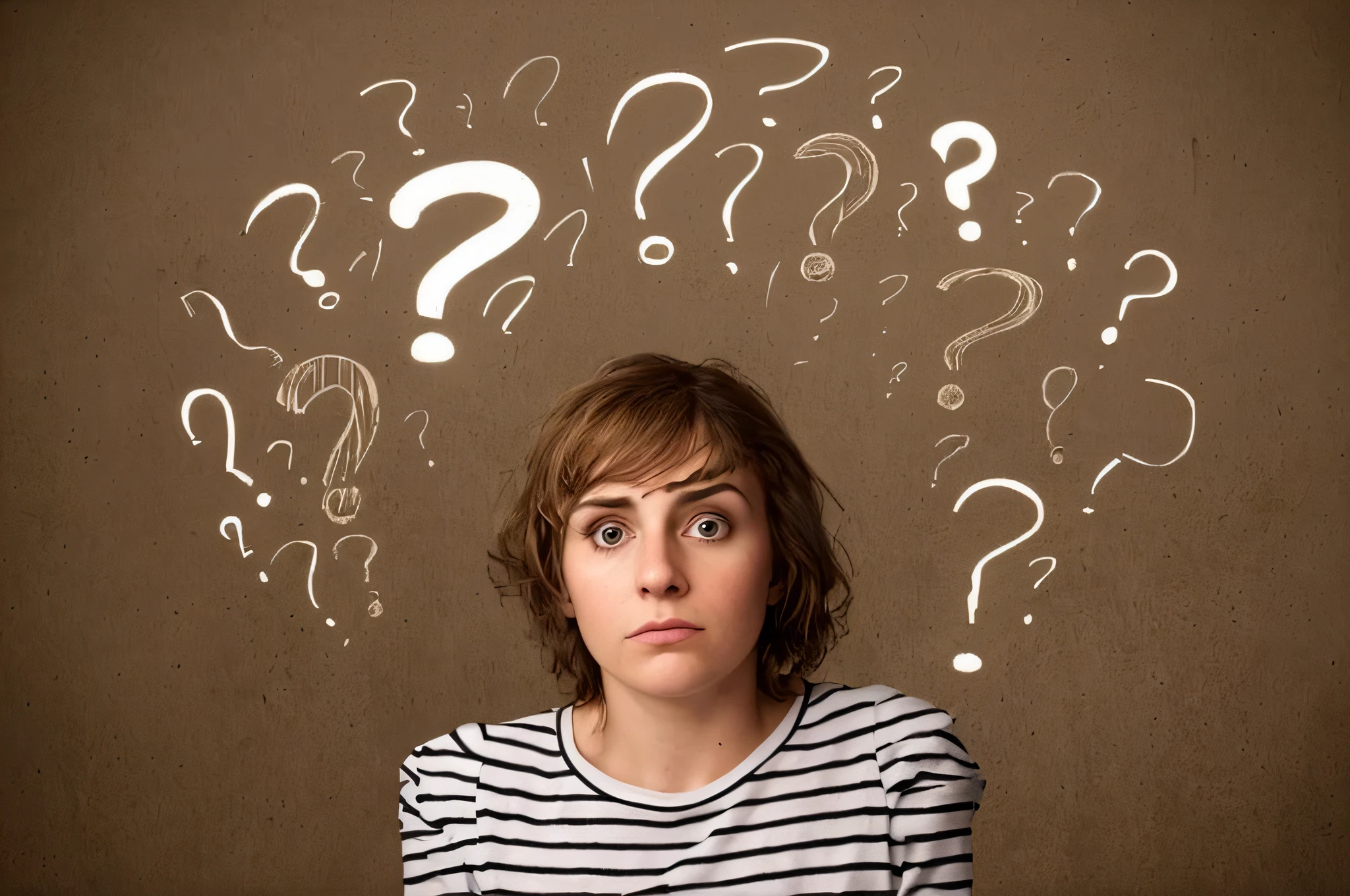 a woman with question marks above her head and a lot of question marks above her head, confused expression, looking confused, confused facial expression, question marks, hovering indecision, confused, the ultimate question of life, do you want to know, confusion, surprising, curious expression, an illustration, curious, very interesting, unknown, confusing, 8 k what, shutterstock
