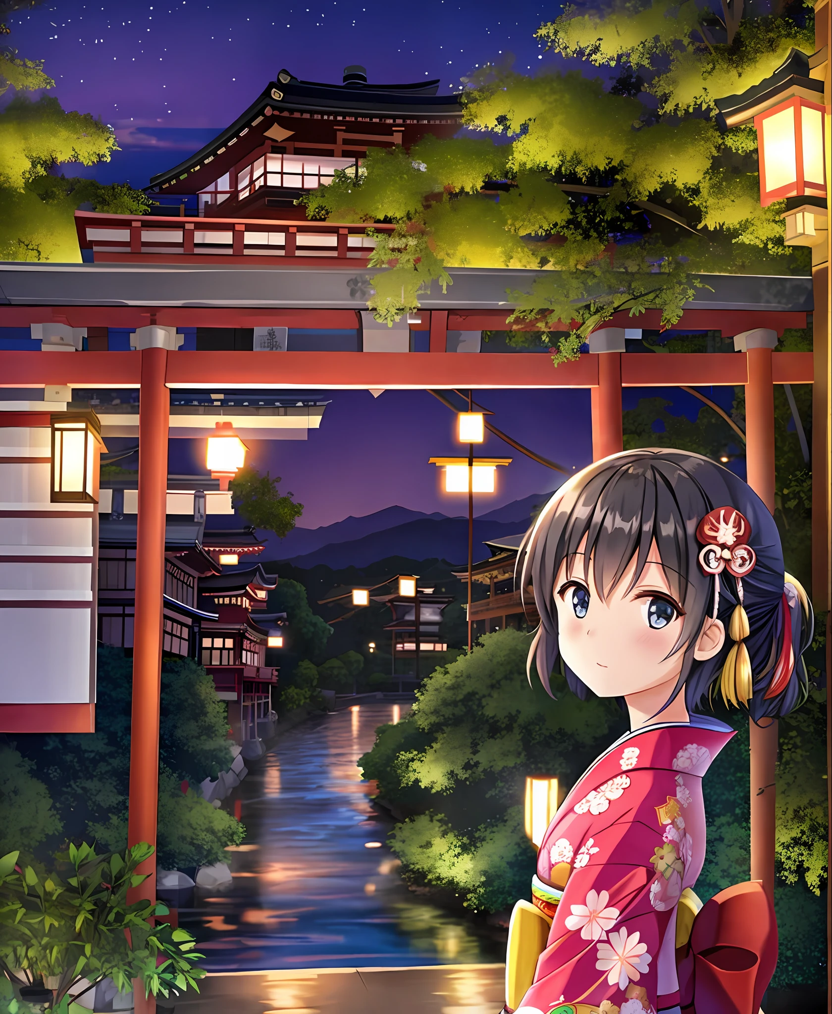 Kyoto Night Scenery Kimono