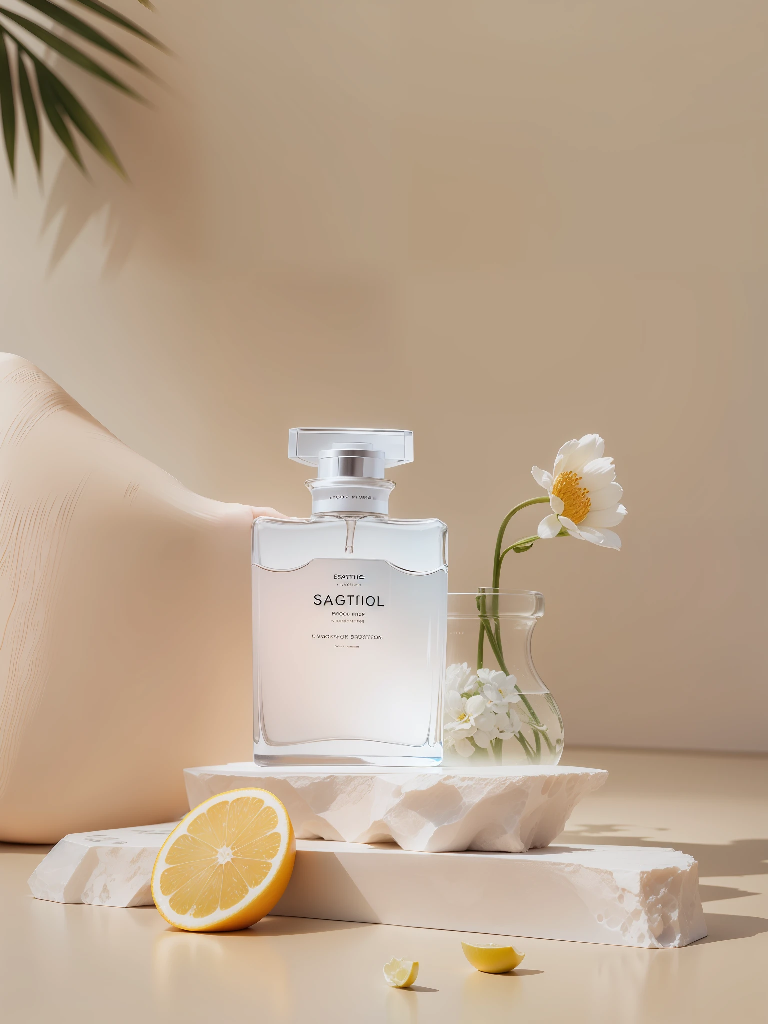 "Natural light, fusion background, epic light, perfume bottle". --auto --s2