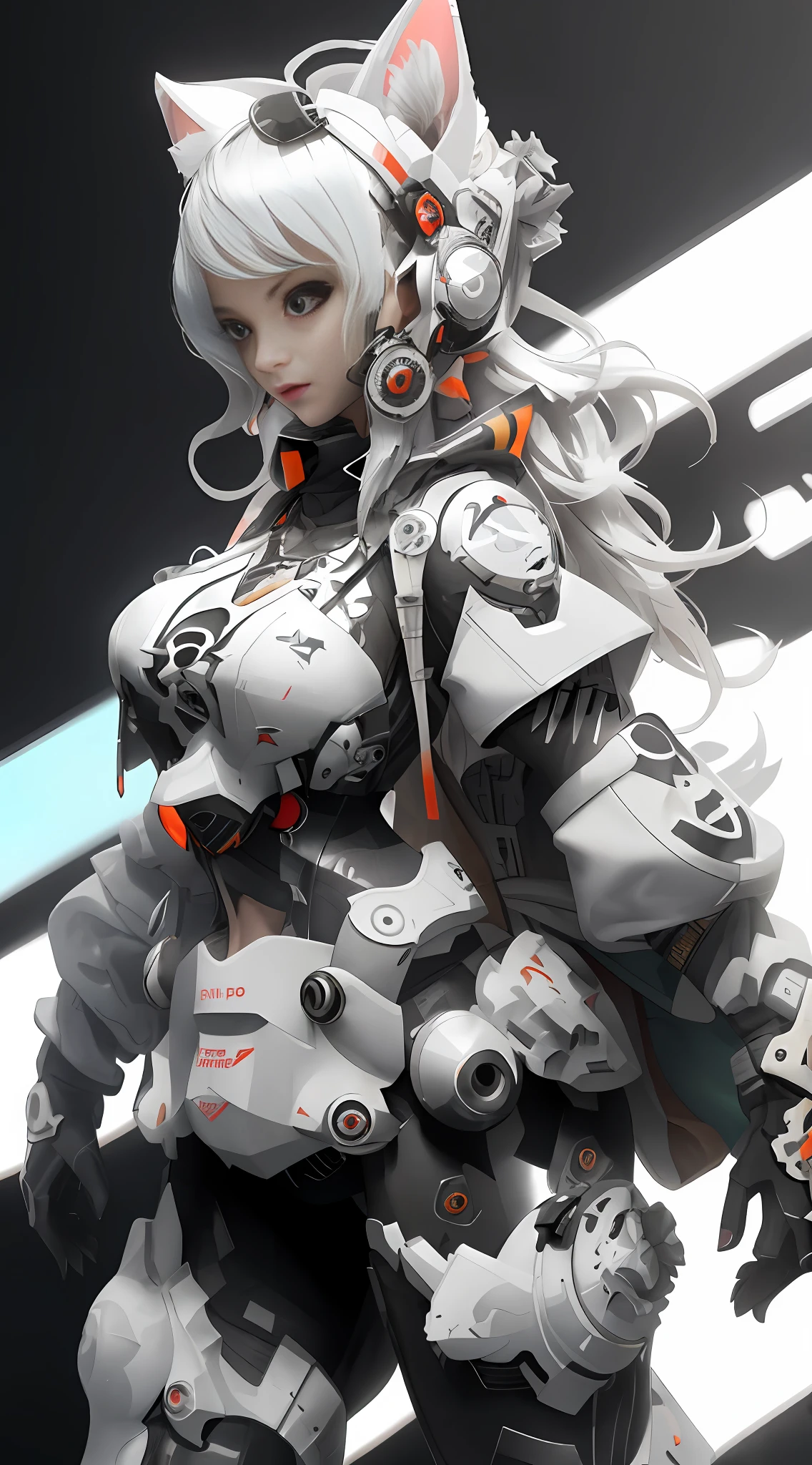 asymmetrical 3D rendering, chrome flying around, a half body shot of a sexy girl, Chaos And Order