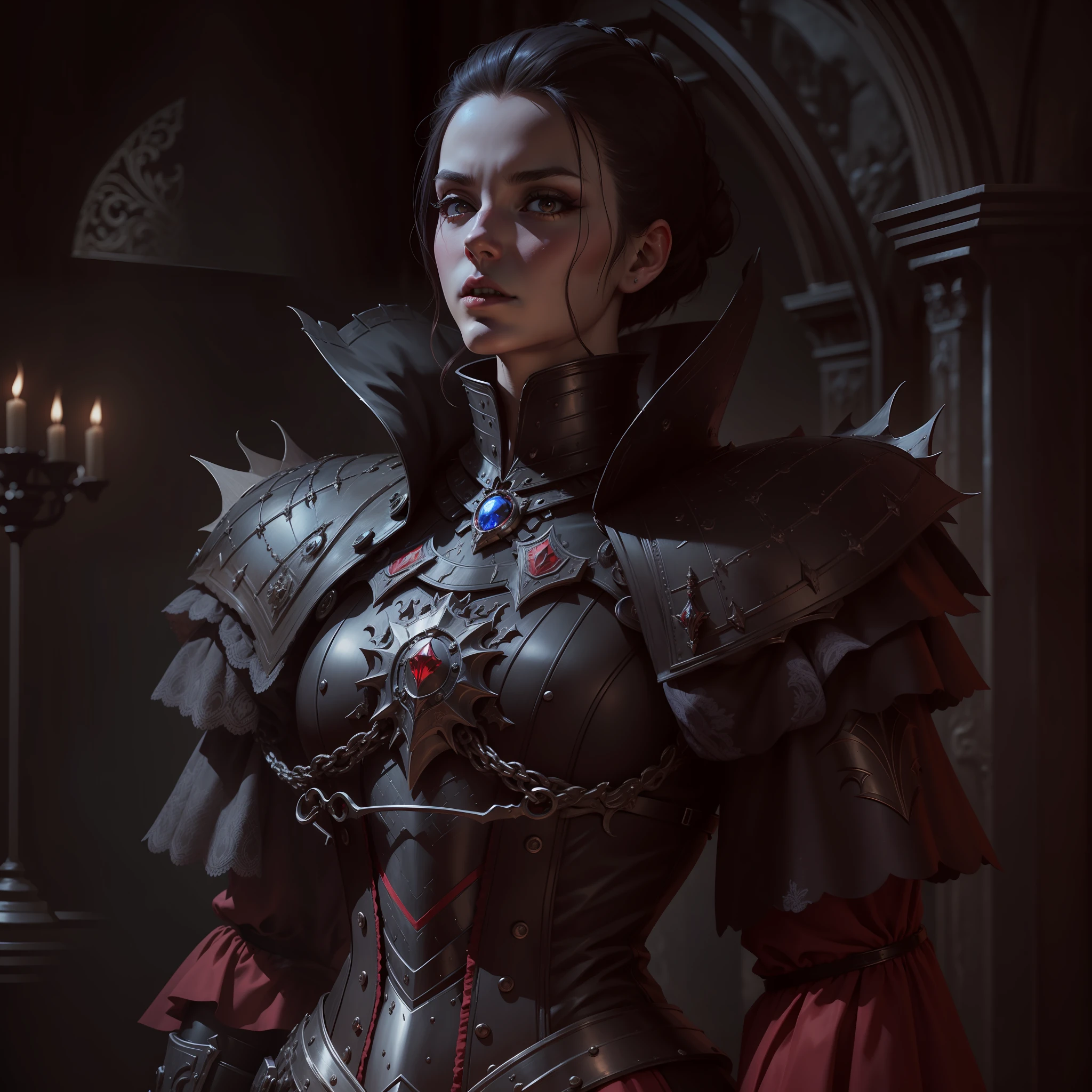 Elizabeth bathore, dressed in armor, vampire,4k