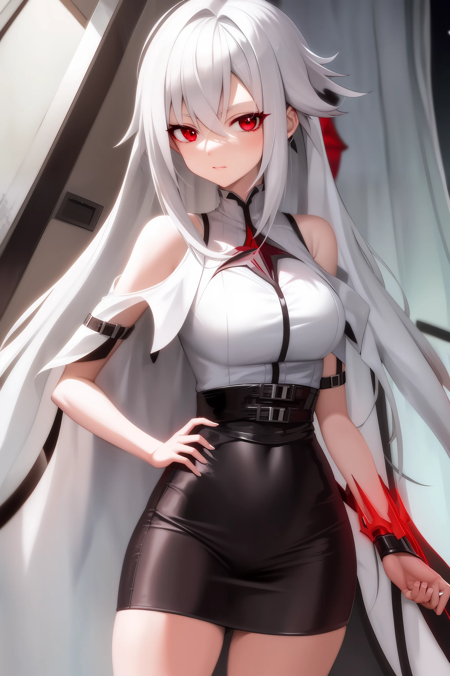 White-haired, red-eyed female anime