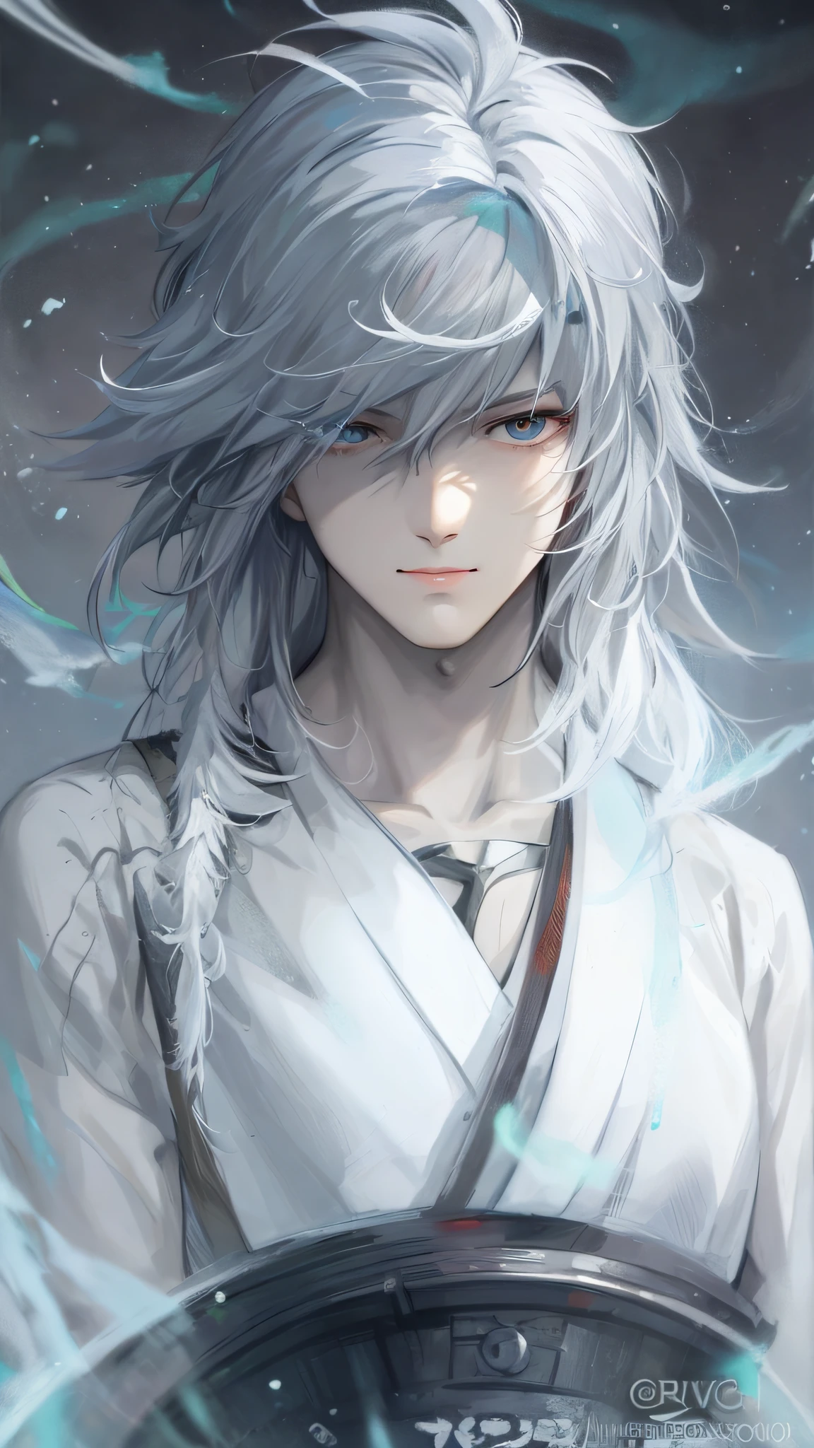 Close-up of a white-haired boy, beautiful character painting, Guviz, Guvitz-style artwork, white-haired god, Yang J, epic exquisite character art, amazing character art, Fan Qi, Wu Zhun Shifan, Gu Wiz in pixiv art station, clear and cold face,