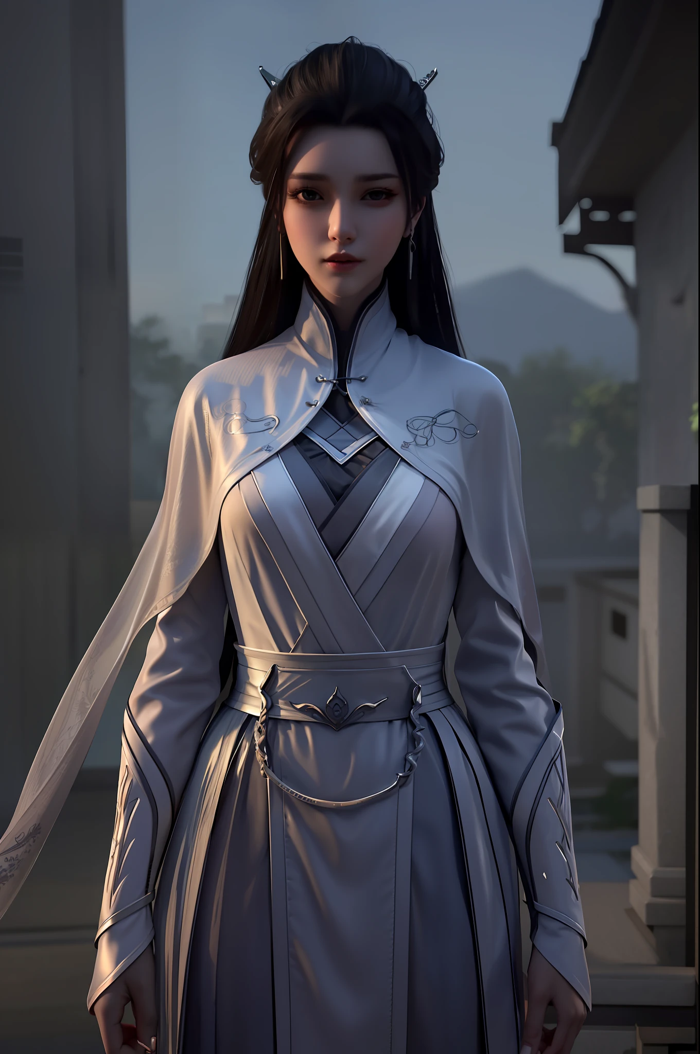 best quality,highres, high resolution, 4k,professional lighting, front lighting,physically-based rendering,masterpiece, (upper body), a girl, luxueqi, solo, looking at viewer,