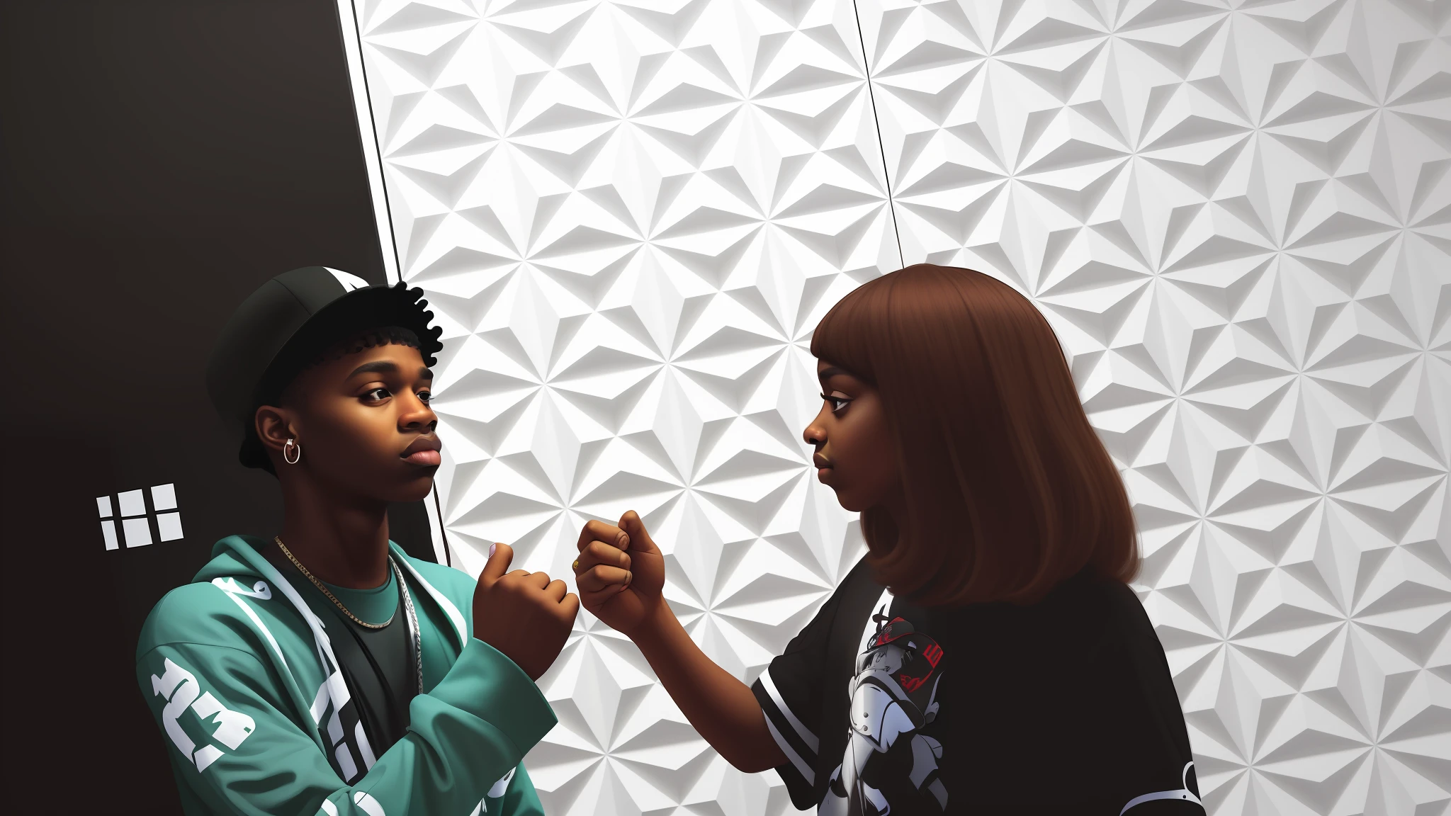 cartoon realist hip hop boy e girl
