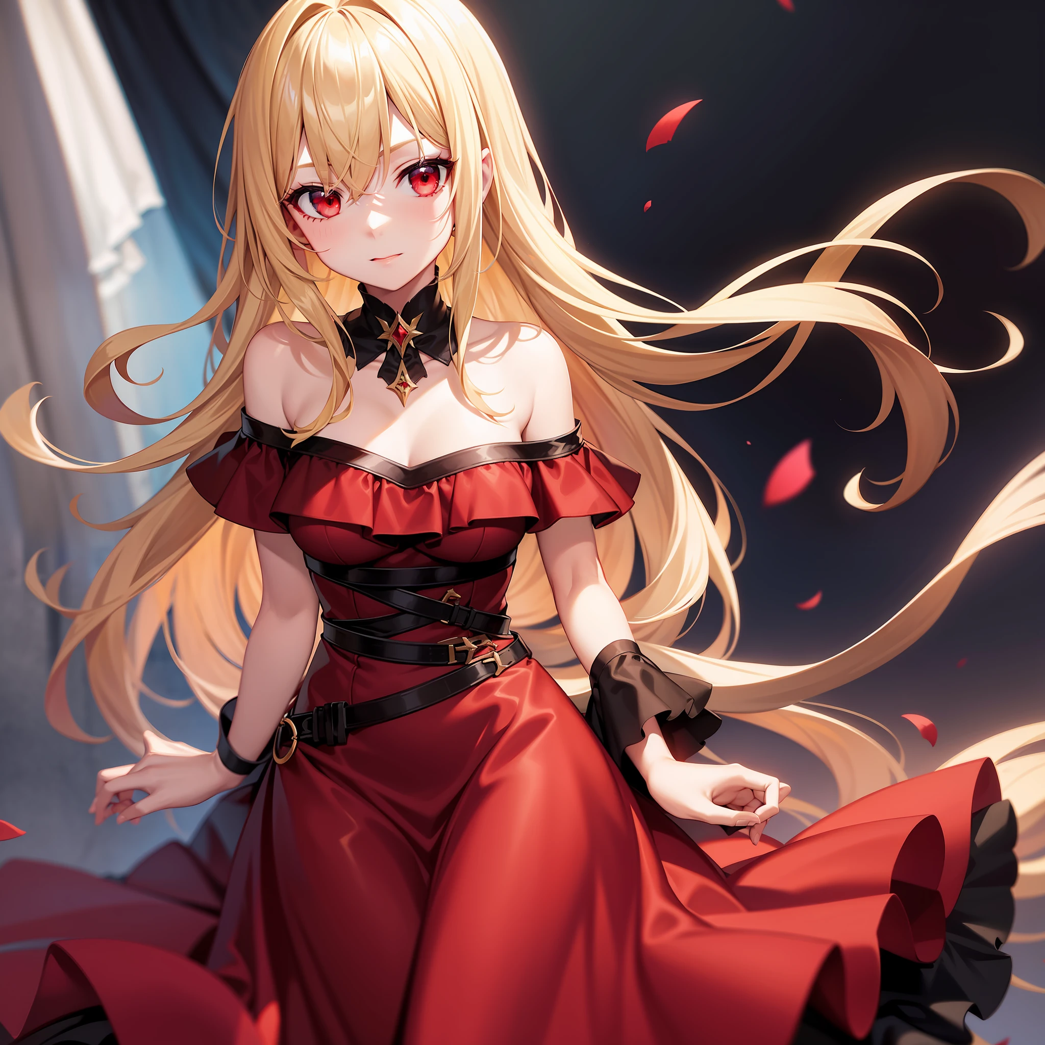 Solo, One, Blonde, Red Eyes, Girl, Vampire, Off Shoulder, Dress,