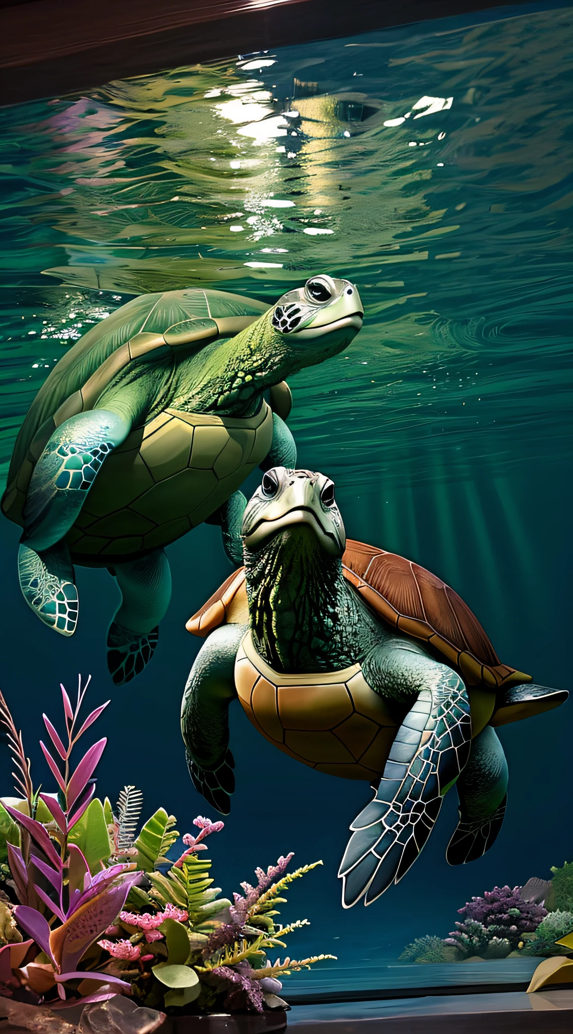 Grandpa turtle, look at this and talk