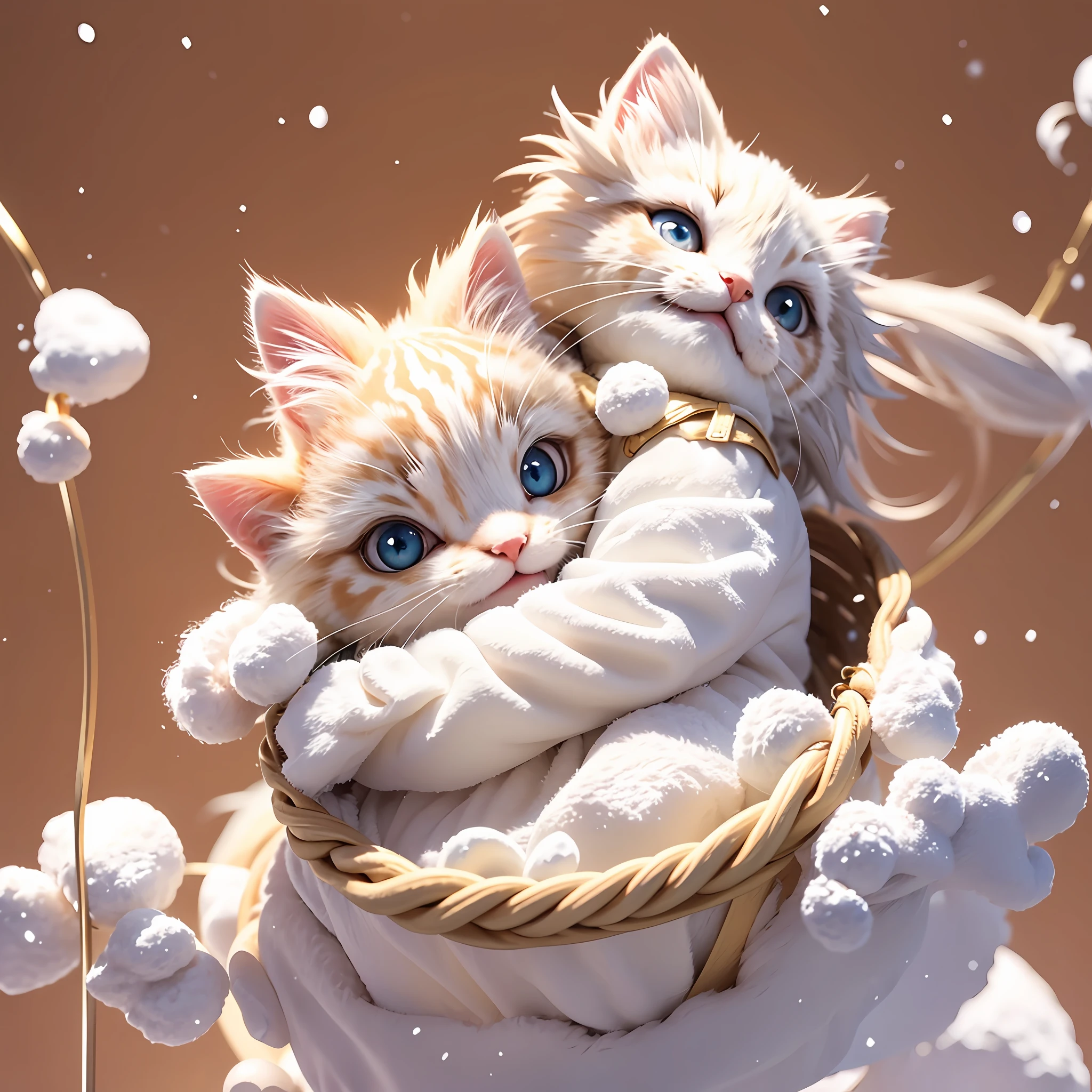kitten, snow-white fur, fluffy, adorable, smiling, munchkin --auto --s2
