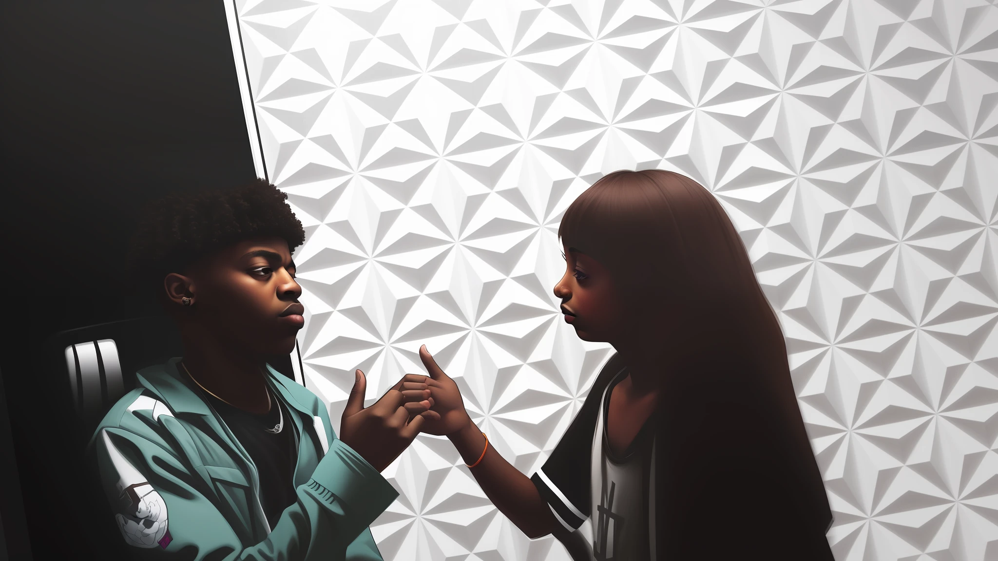 cartoon realist hip hop boy and girl