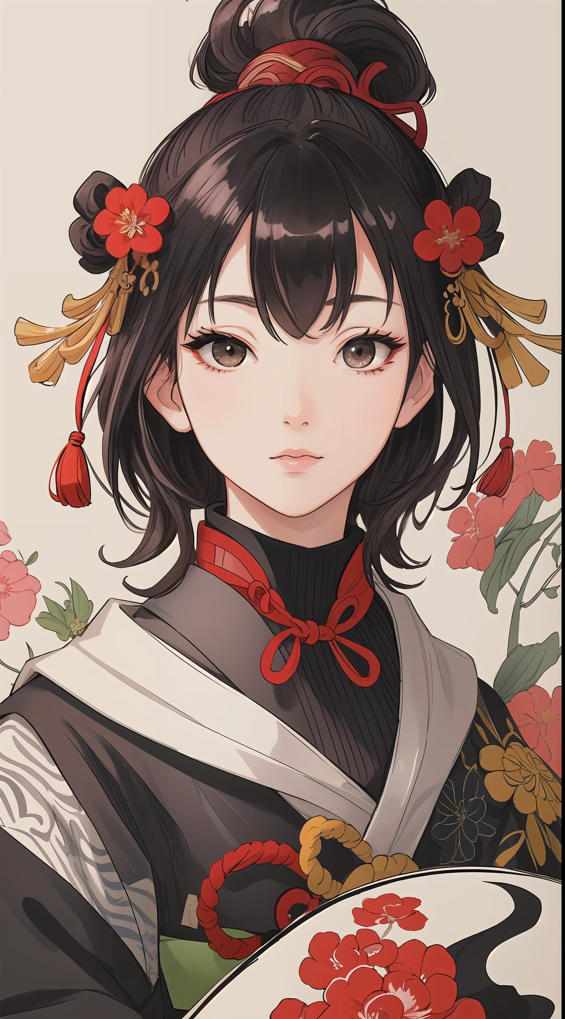 (Masterpiece, highest quality, high resolution: 1.4), detail, UHD, sutra, line art, artgerm, portrait, ink splash, Fibonacci, ink painting, ukiyo-e, highlight, excellent lighting, most amazing effect,