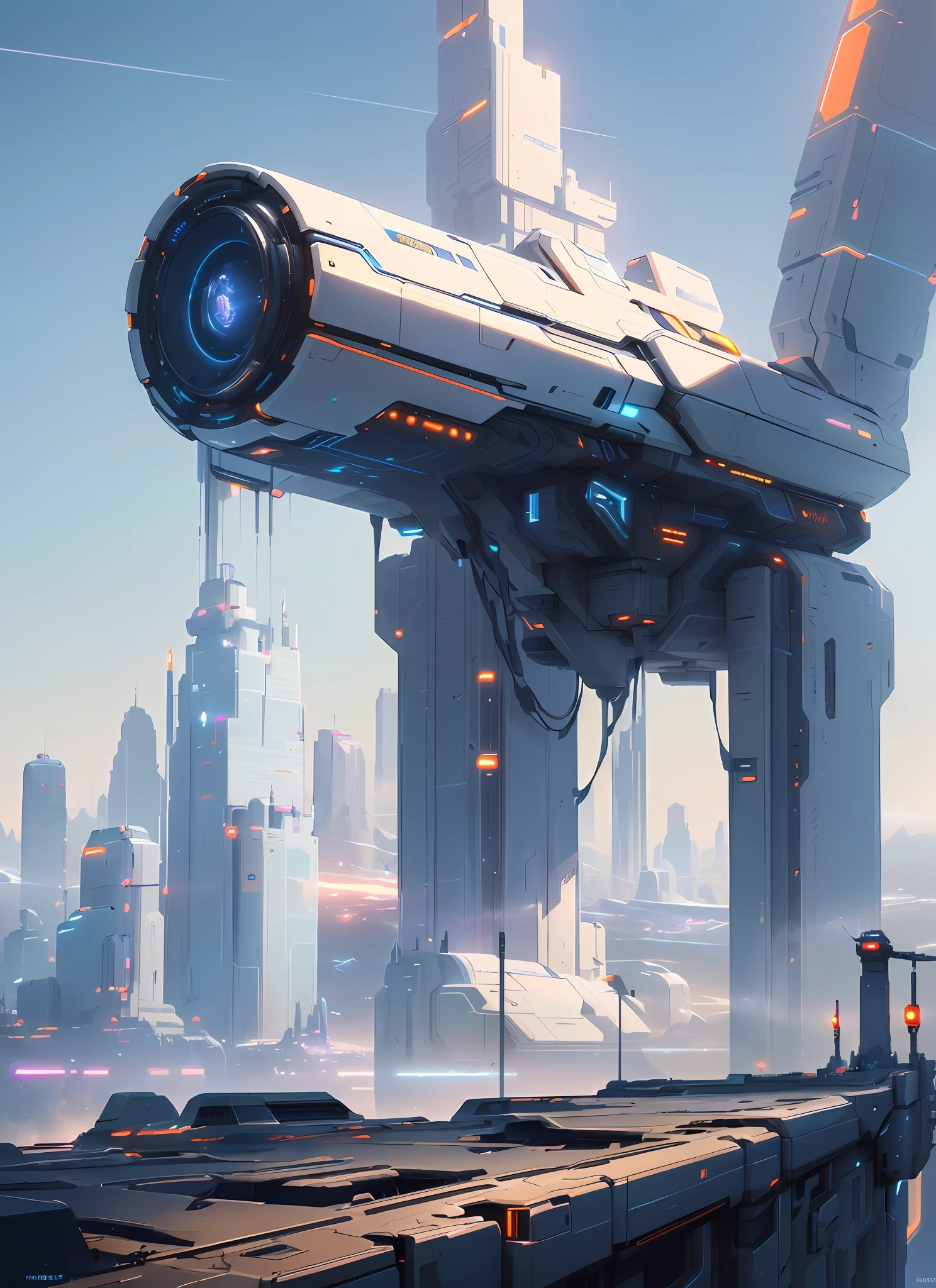 Futuristic cities and futuristic spaceships traversing tall buildings sparked my imagination with concept art wallpaper 4K, high-quality digital concept art, and 8K HD concept art. Please provide me with more works of futuristic concept art, such as those by Wojtek Fus and Bastien Grivet, and introduce some detailed sci-fi art.