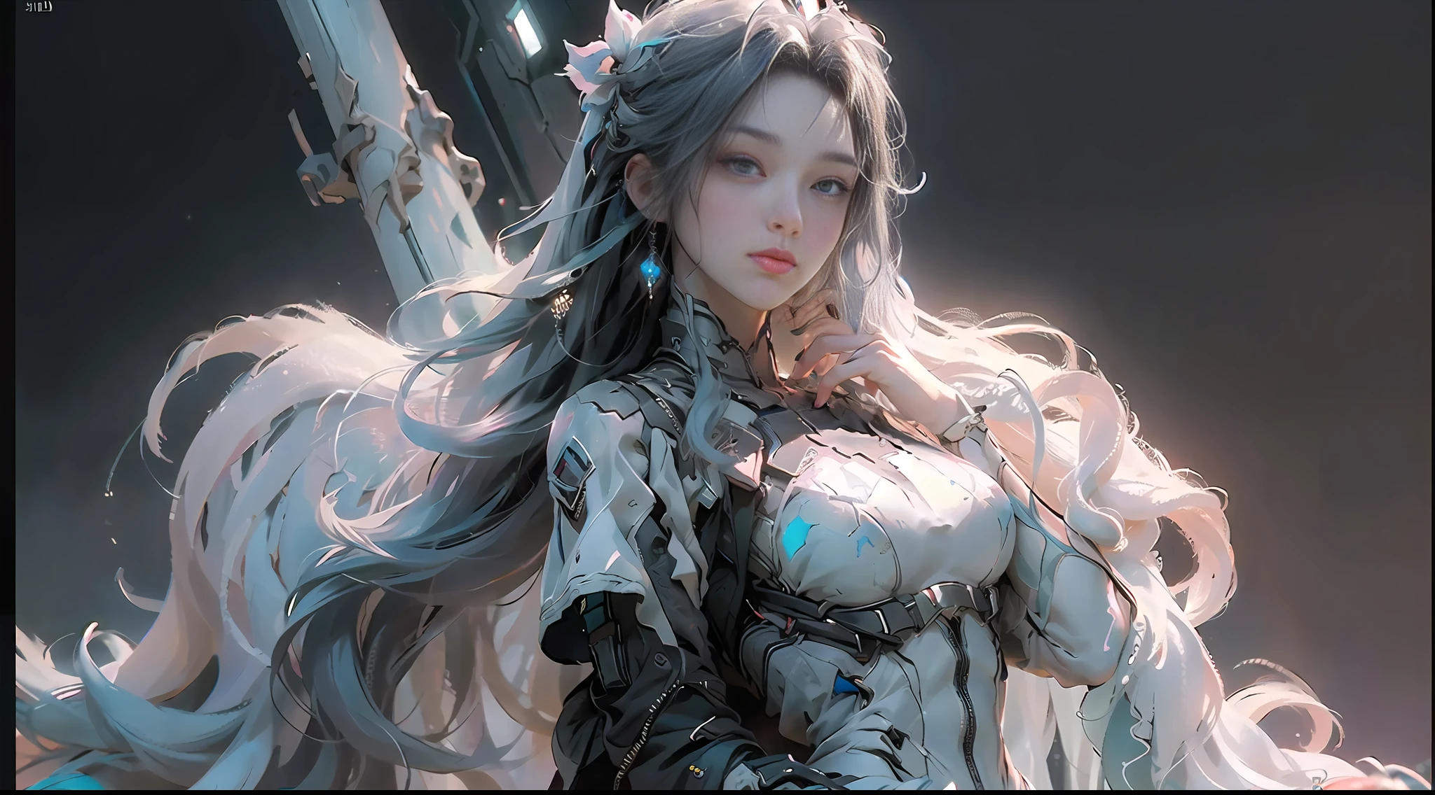 ((Best quality)), ((masterpiece)), (detailed:1.4), 3D, an image of a beautiful cyberpunk female,HDR (High Dynamic Range),Ray Tracing,NVIDIA RTX,Super-Resolution,Unreal 5,Subsurface scattering,PBR Texturing,Post-processing,Anisotropic Filtering,Depth-of-field,Maximum clarity and sharpness,Multi-layered textures,Albedo and Specular maps,Surface shading,Accurate simulation of light-material interaction,Perfect proportions,Octane Render,Two-tone lighting,Wide aperture,Low ISO,White balance,Rule of thirds,8K RAW,