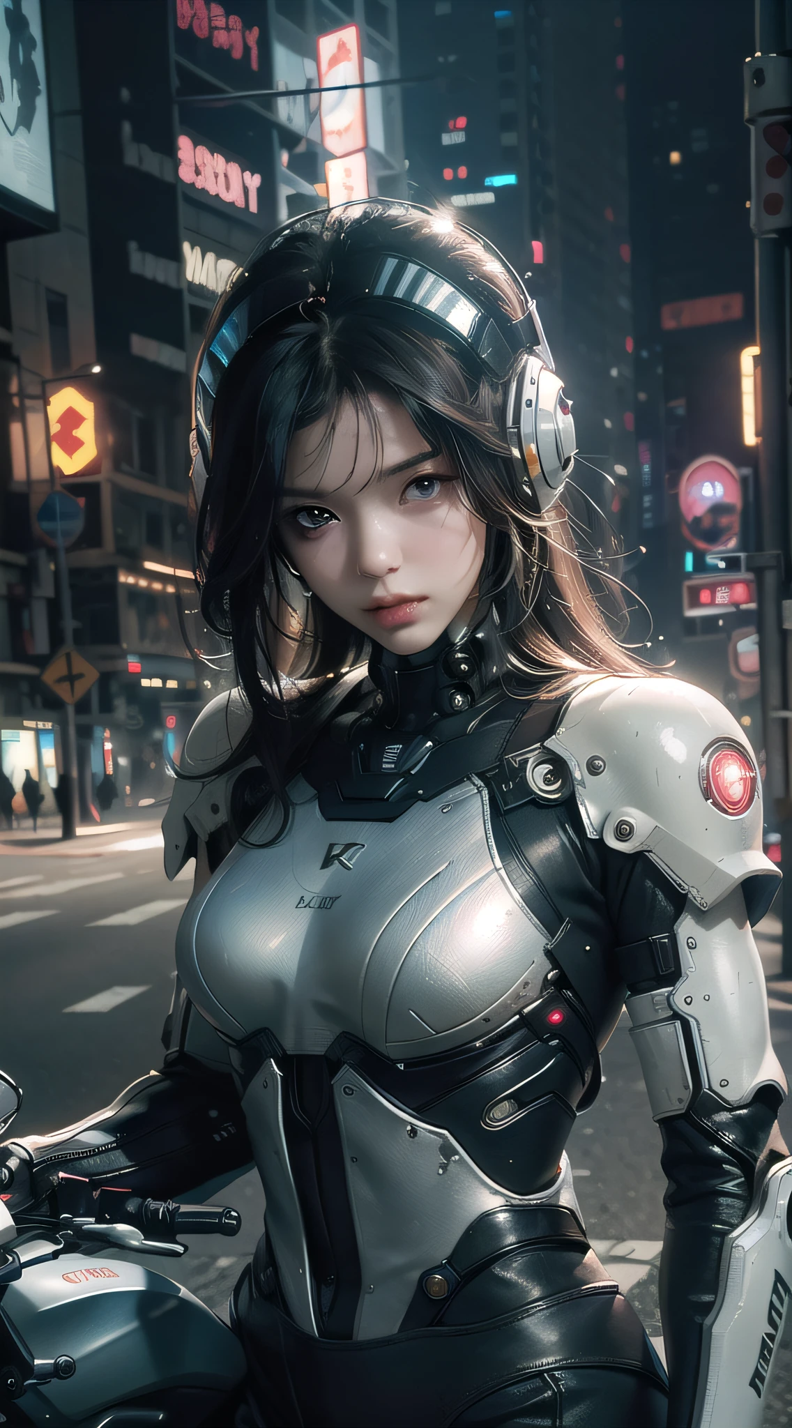cyber woman in a futuristic suit on a motorcycle in a city, girl in mecha cyber armor, cute cyborg girl, cyberpunk anime girl mech, wojtek fus, female cyberpunk anime girl, cyborg girl, digital cyberpunk anime art, beutiful girl cyborg, cyberpunk anime girl, cyborg - girl, dreamy cyberpunk girl, cyberpunk beautiful girl, digital cyberpunk - anime art