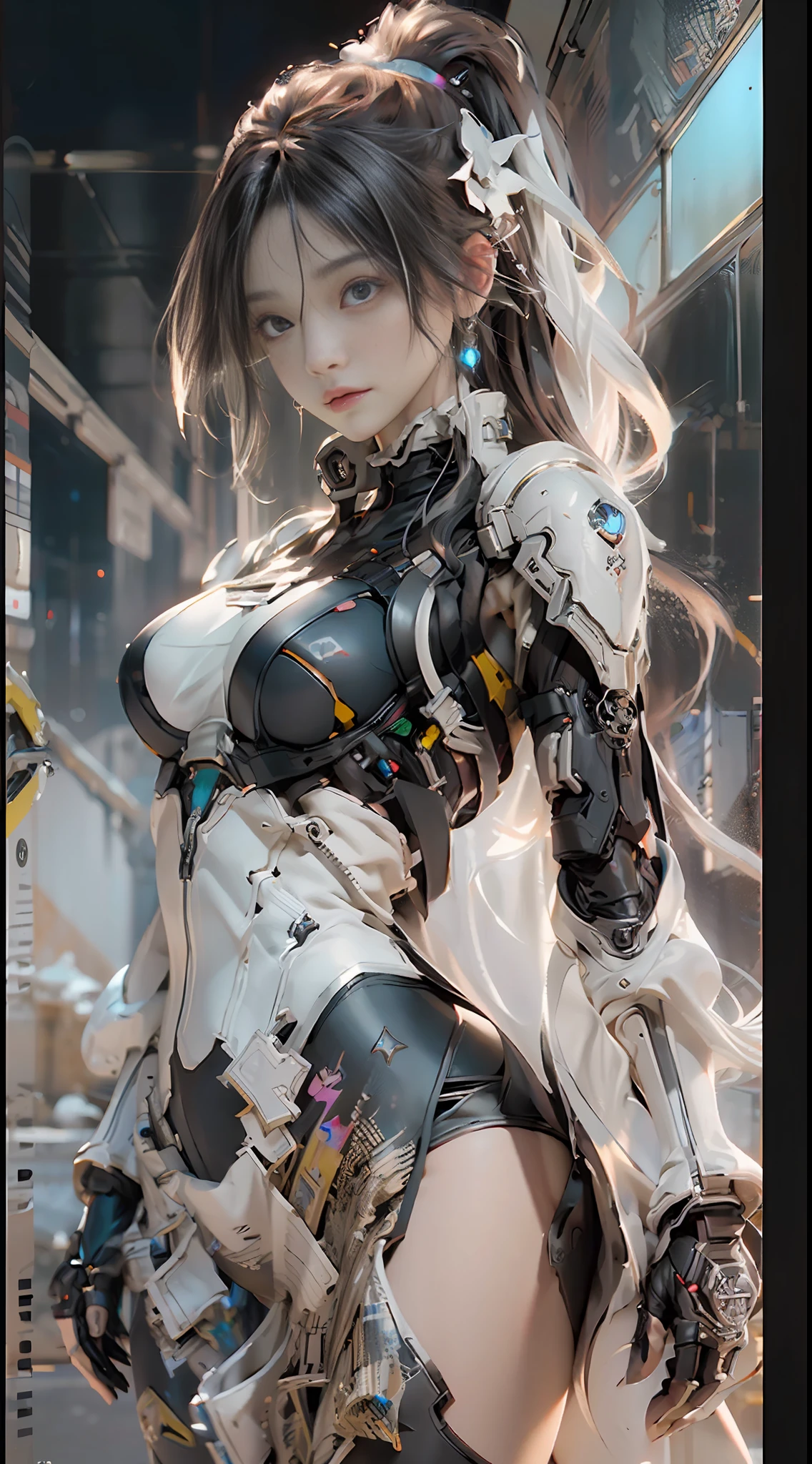 ((Best quality)), ((masterpiece)), (detailed:1.4), 3D, an image of a beautiful cyberpunk female,HDR (High Dynamic Range),Ray Tracing,NVIDIA RTX,Super-Resolution,Unreal 5,Subsurface scattering,PBR Texturing,Post-processing,Anisotropic Filtering,Depth-of-field,Maximum clarity and sharpness,Multi-layered textures,Albedo and Specular maps,Surface shading,Accurate simulation of light-material interaction,Perfect proportions,Octane Render,Two-tone lighting,Wide aperture,Low ISO,White balance,Rule of thirds,8K RAW,